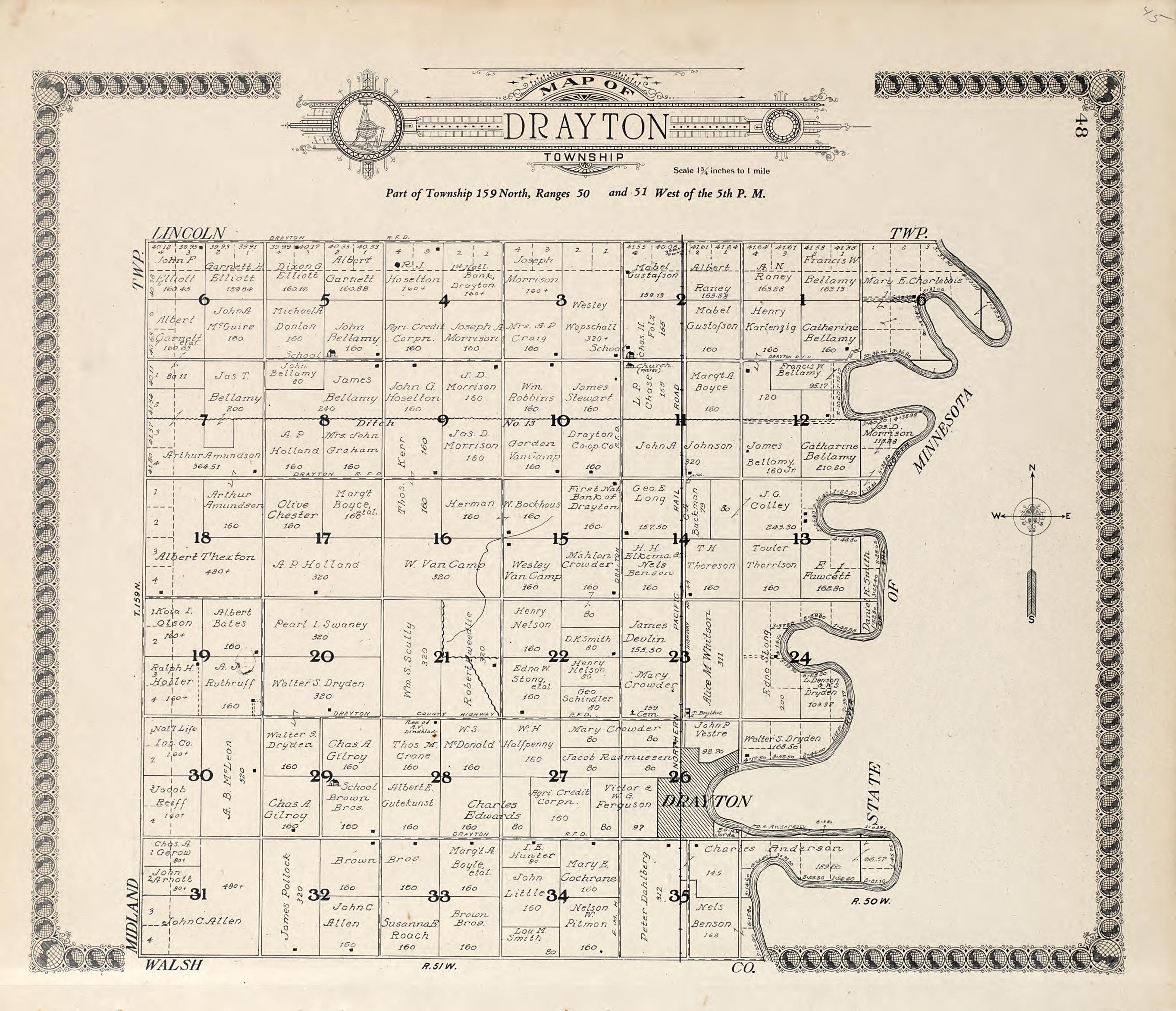 Premier Series North Dakota from Standard Atlas of Pembina County, North Dakota : Including a Plat Book of the Villages, Cities and Townships of the County, Map of the State, United States and World : Patrons Directory, … 1928 by Relic Map Company