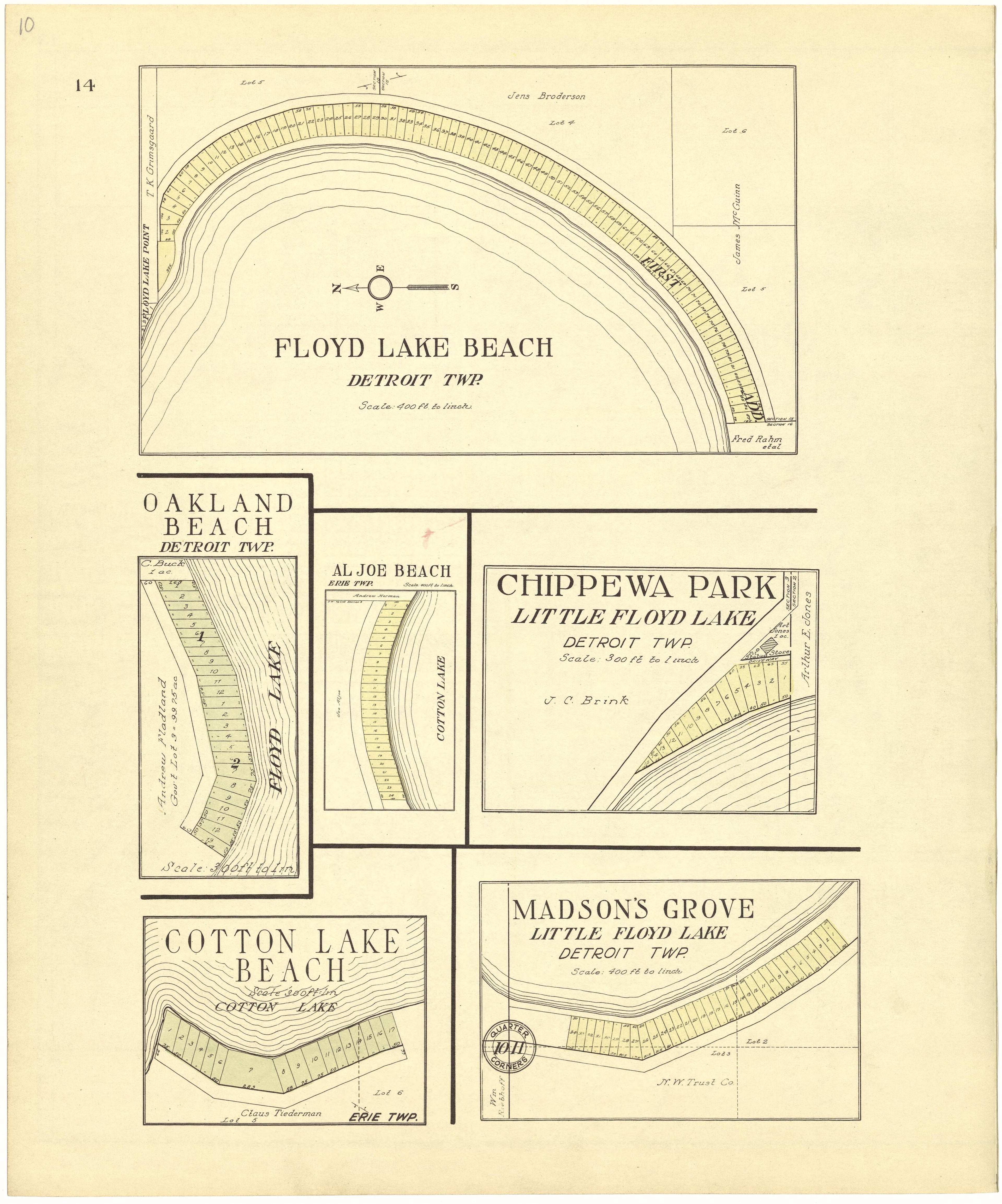 Floyd Lake Beach from Standard Atlas of Becker County, Minnesota : Including a Plat Book of the Villages, Cities and Townships of the County, Map of the State, United States and World : Patrons Directory, Reference … 1929 by Relic Map Company