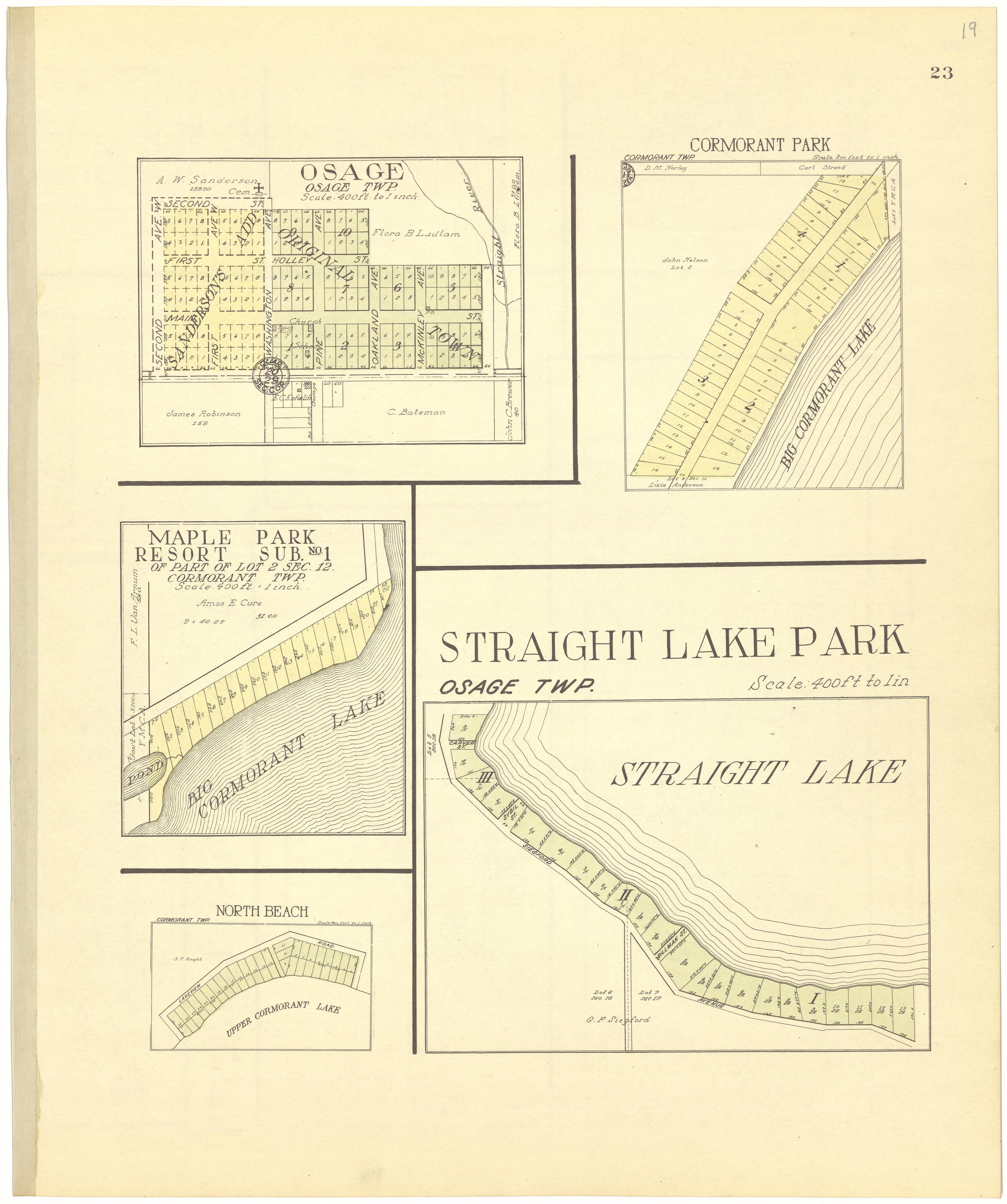 Straight Lake Park from Standard Atlas of Becker County, Minnesota : Including a Plat Book of the Villages, Cities and Townships of the County, Map of the State, United States and World : Patrons Directory, Reference … 1929 by Relic Map Company