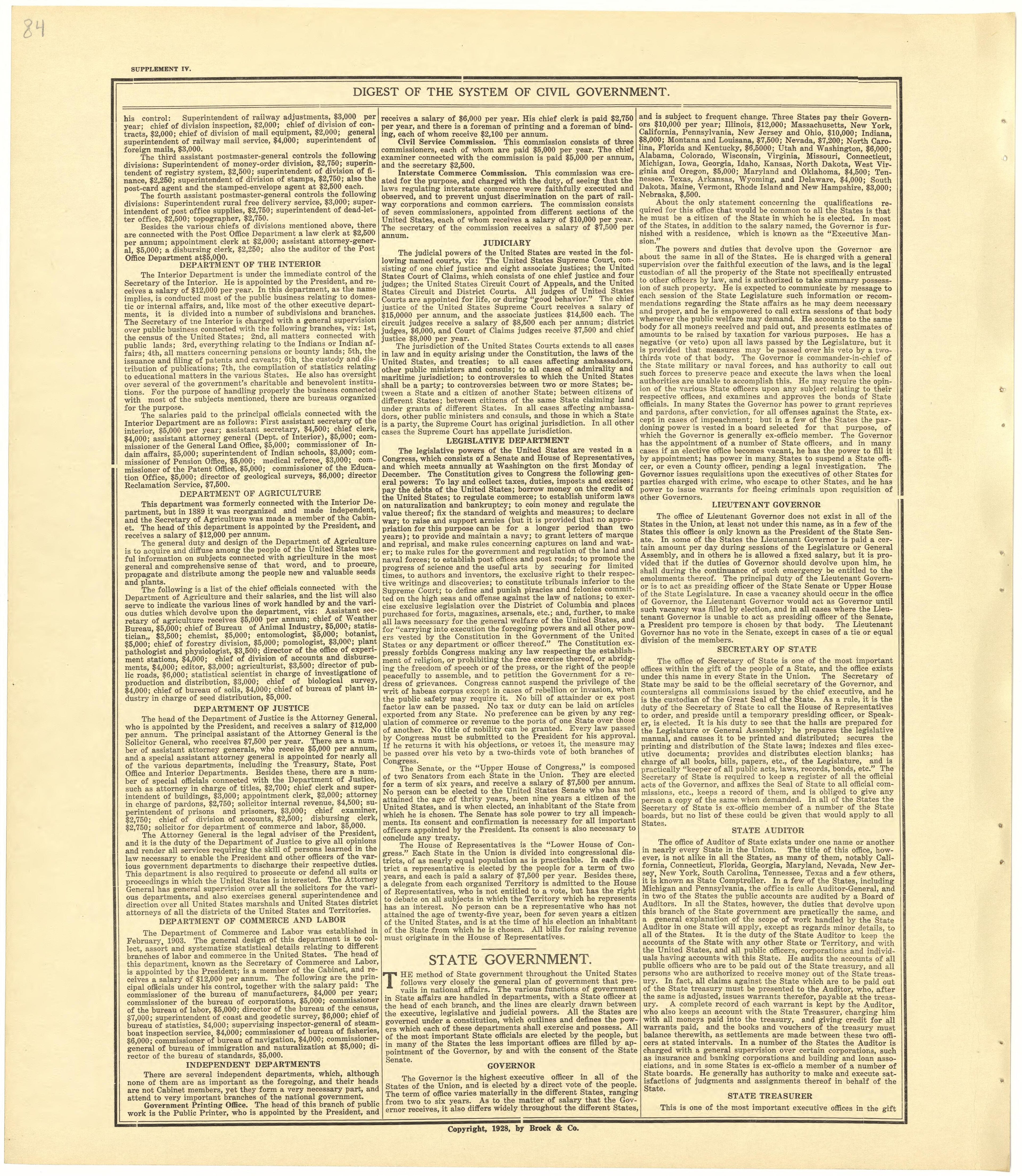 Digest of the System of Civil Government - Supplement IV from Standard Atlas of Becker County, Minnesota : Including a Plat Book of the Villages, Cities and Townships of the County, Map of the State, United States and World : Patrons Directory, Refere... by Relic Map Company