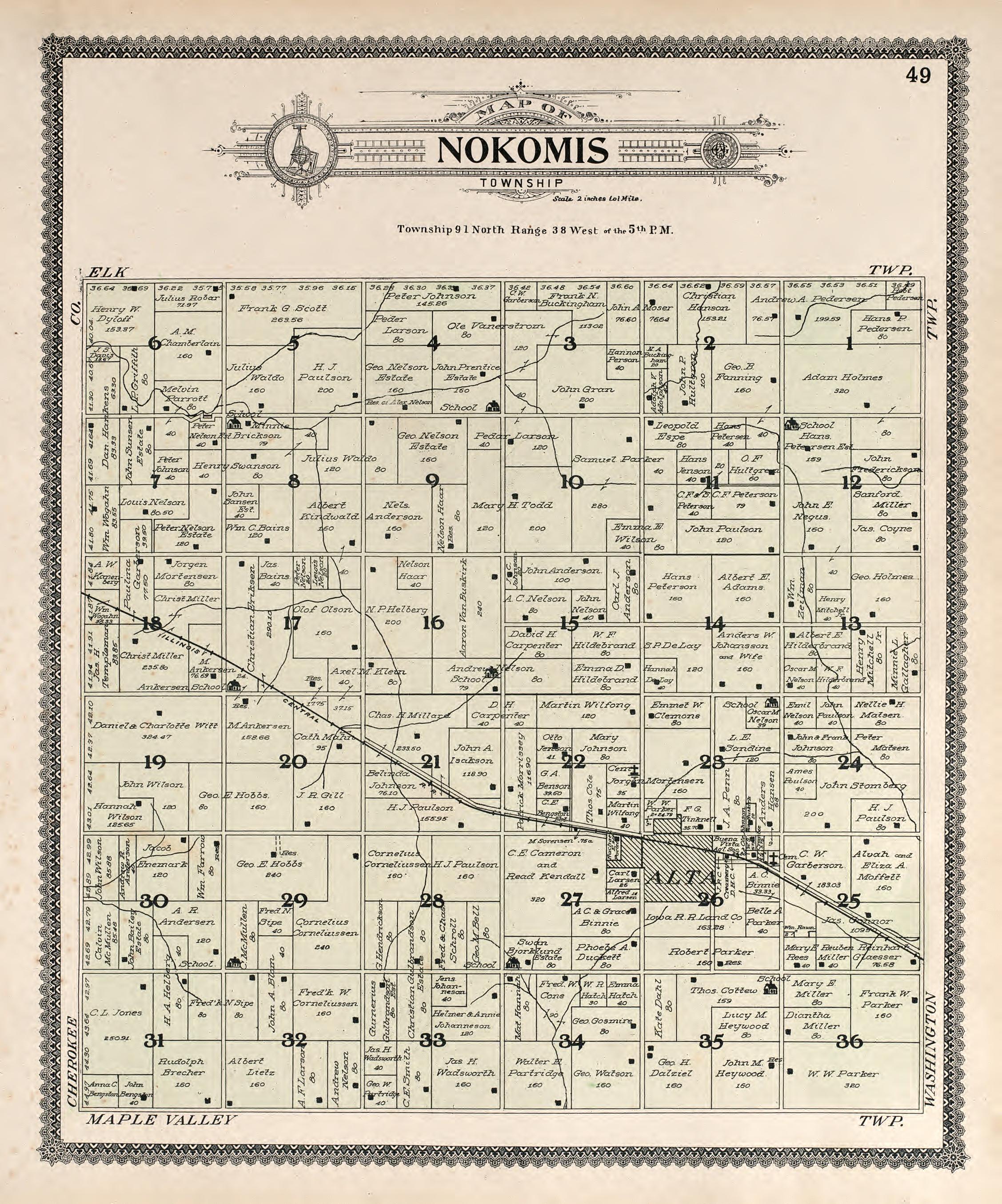 Nokomis from Standard Atlas of Buena Vista County, Iowa : Including a Plat Book of the Villages, Cities and Townships of the County, Map of the State, United States and World, Patrons Directory, Reference … 1908 by Relic Map Company