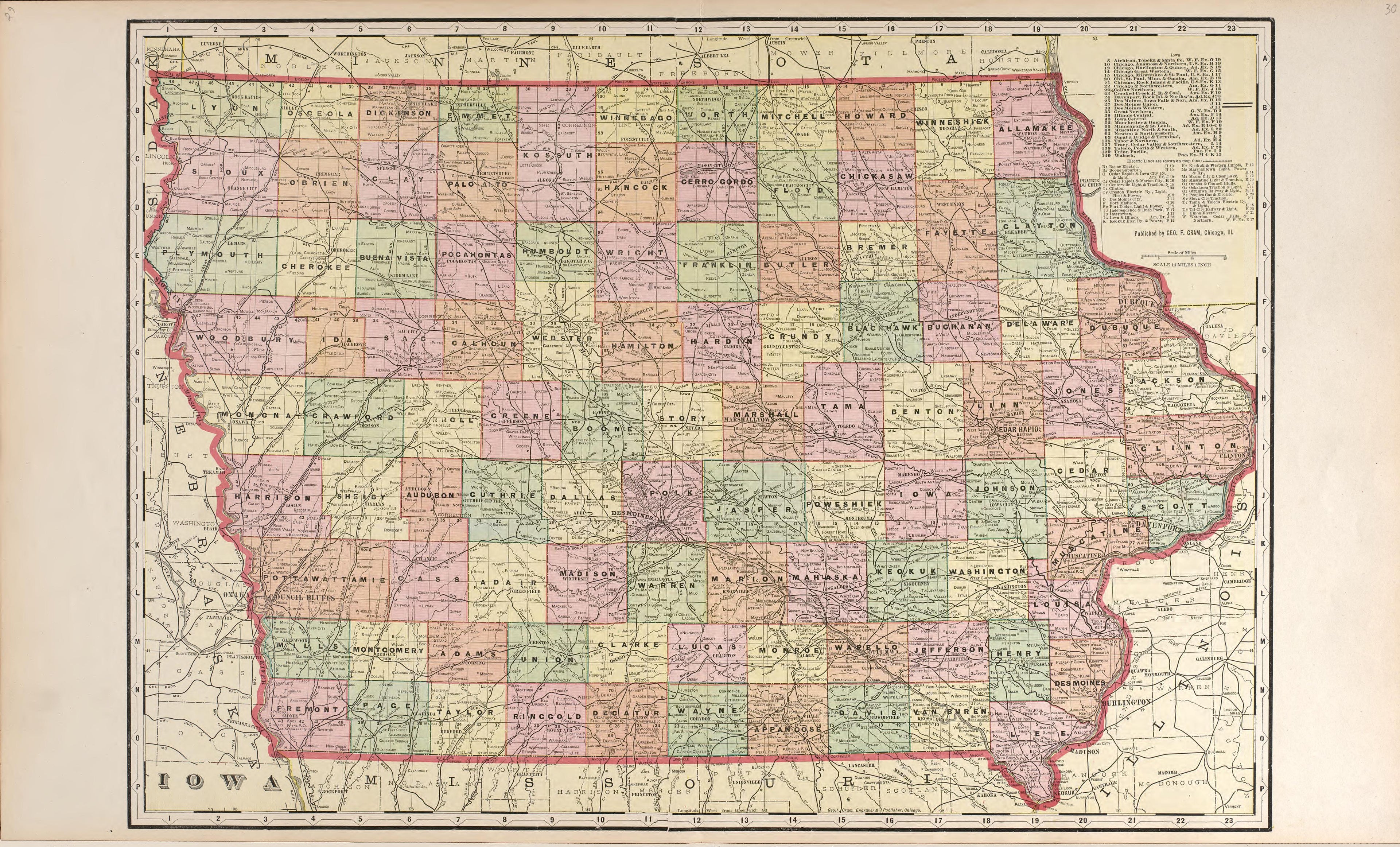 Iowa Counties from Standard Atlas of Buena Vista County, Iowa : Including a Plat Book of the Villages, Cities and Townships of the County, Map of the State, United States and World, Patrons Directory, Reference … 1908 by Relic Map Company