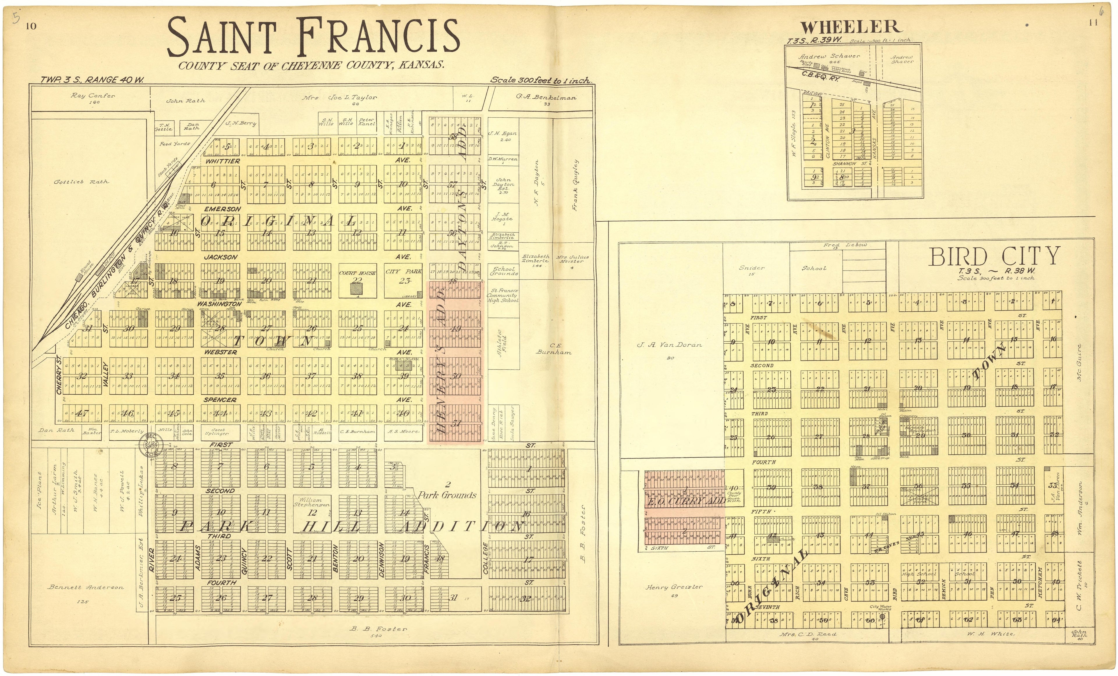 Saint Francis County Seat of Cheyenne County, Kansas from Standard Atlas of Cheyenne County, Kansas : Including a Plat Book of the Villages, Cities and Townships of the County, Map of the State, United States and World : Patrons Directory, Reference �... by Relic Map Company