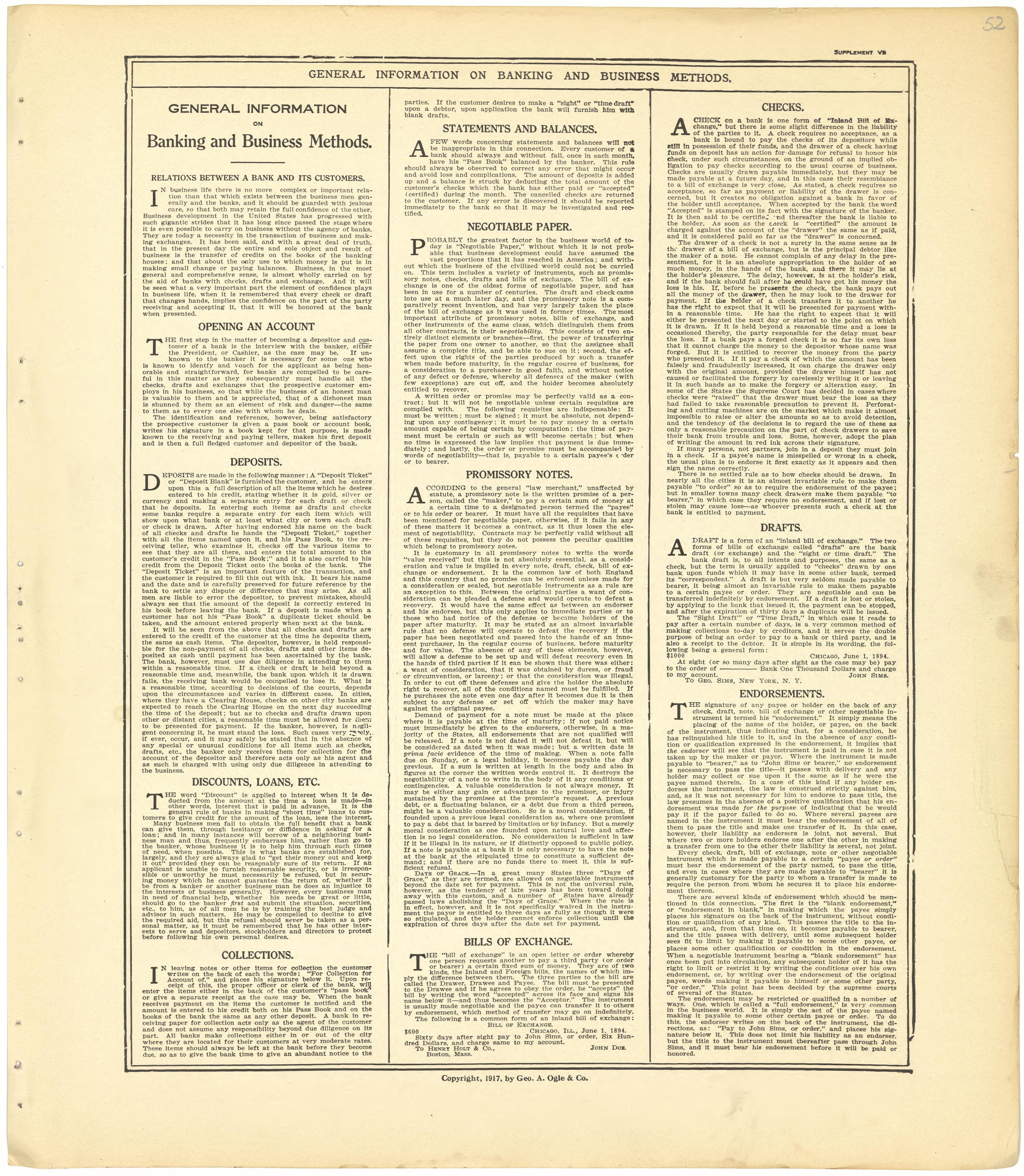 General Information On Banking and Business Methods from Standard Atlas of Cheyenne County, Kansas : Including a Plat Book of the Villages, Cities and Townships of the County, Map of the State, United States and World : Patrons Directory, Reference �... by Relic Map Company