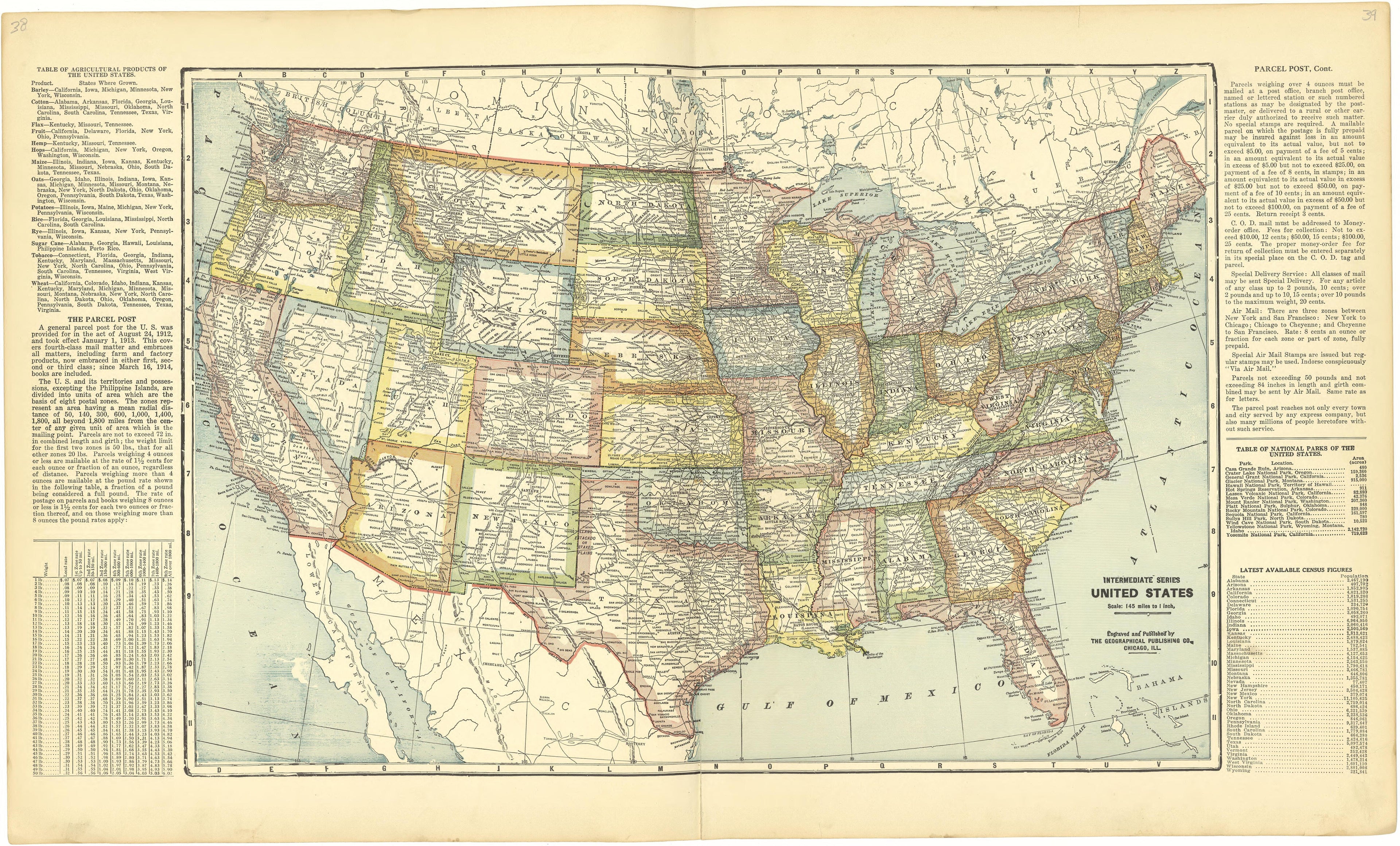 United States from Standard Atlas of Cheyenne County, Kansas : Including a Plat Book of the Villages, Cities and Townships of the County, Map of the State, United States and World : Patrons Directory, Reference … 1928 by Relic Map Company