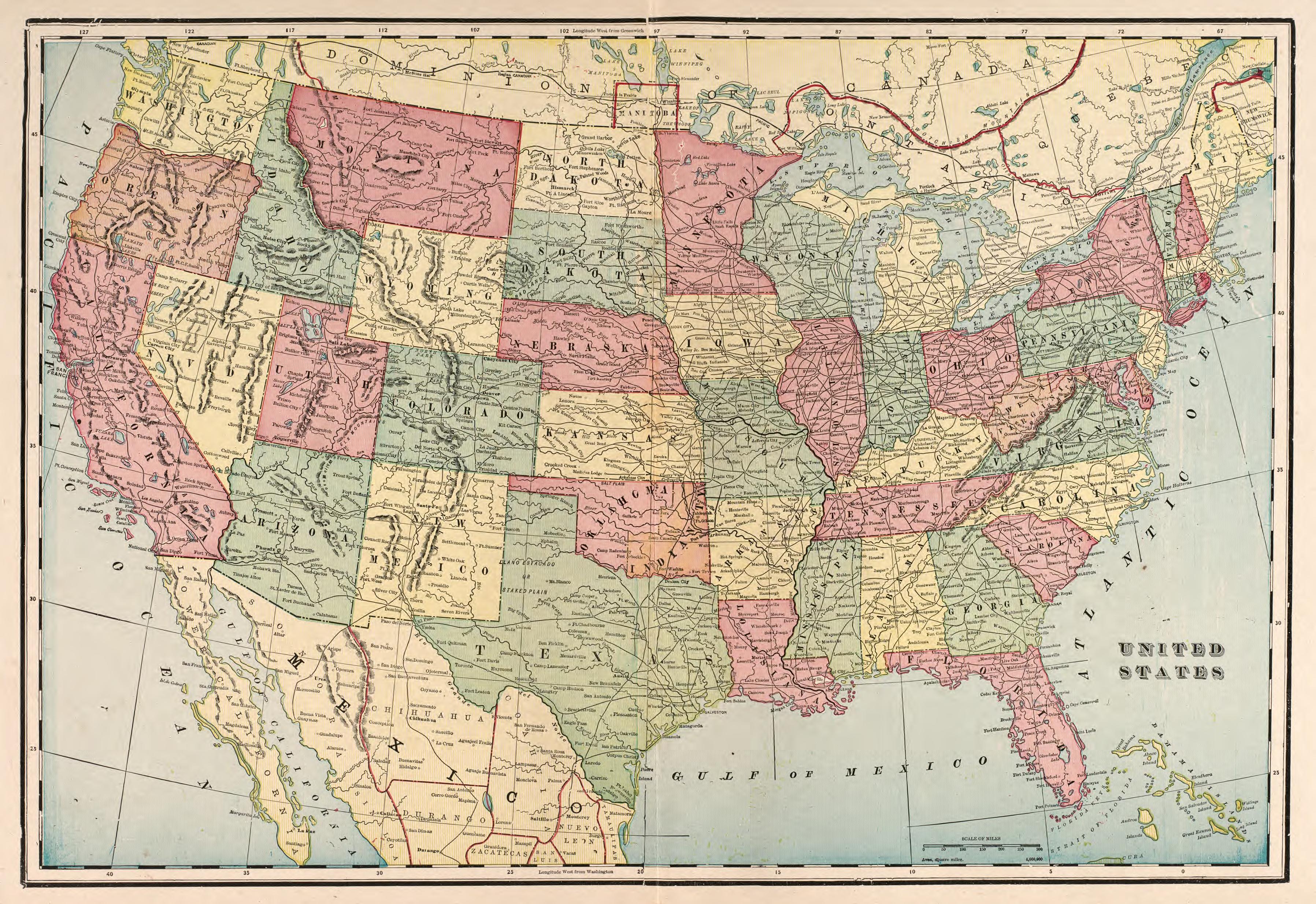 United States from Standard Atlas of Kendall County, Illinois : Including a Plat Book of the Villages, Cities and Townships of the County, Map of the State, United States and World : Patrons Directory, Reference … 1903 by Relic Map Company