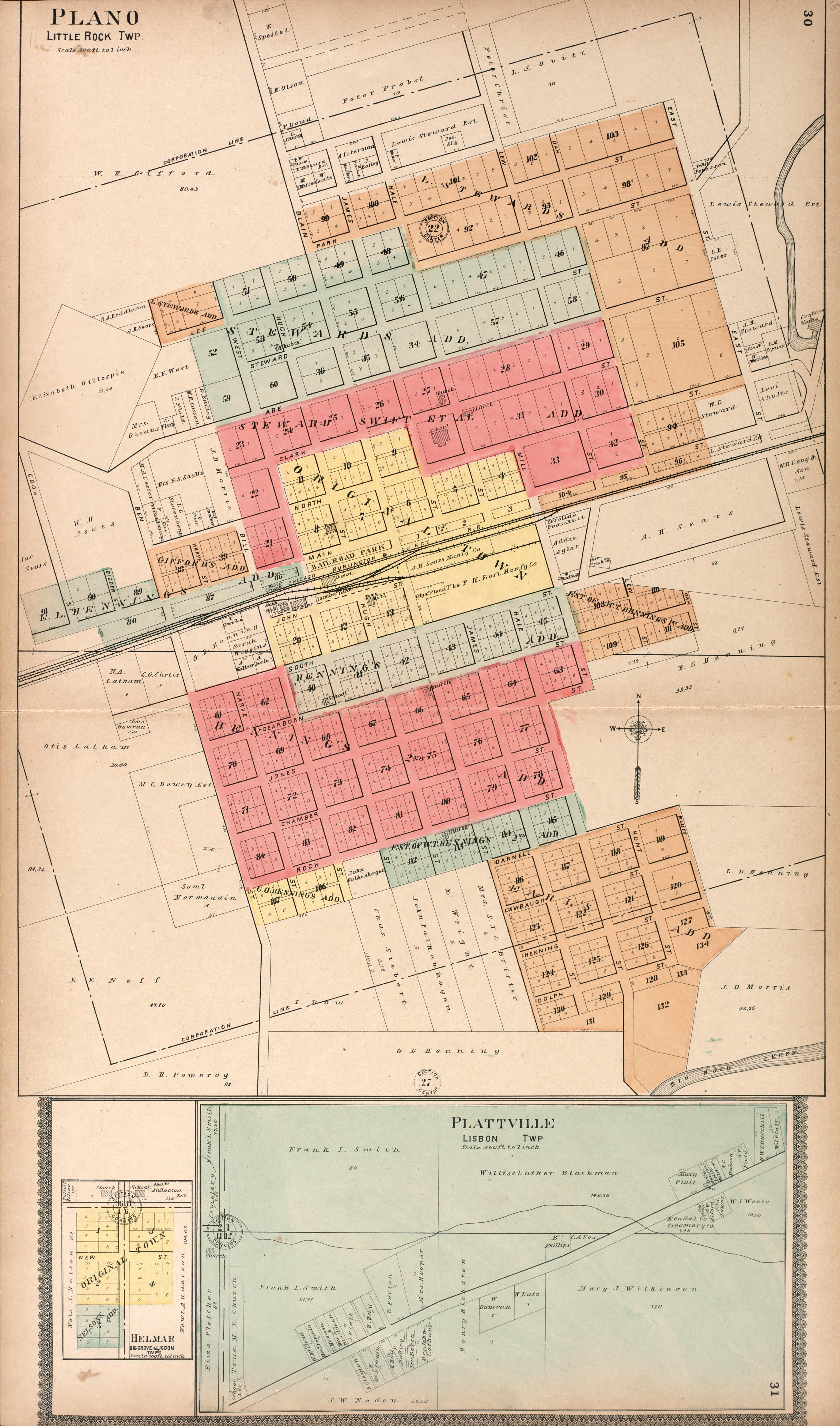 Plano (Little Rock Township) from Standard Atlas of Kendall County, Illinois : Including a Plat Book of the Villages, Cities and Townships of the County, Map of the State, United States and World : Patrons Directory, Reference … 1903 by Relic Map Company