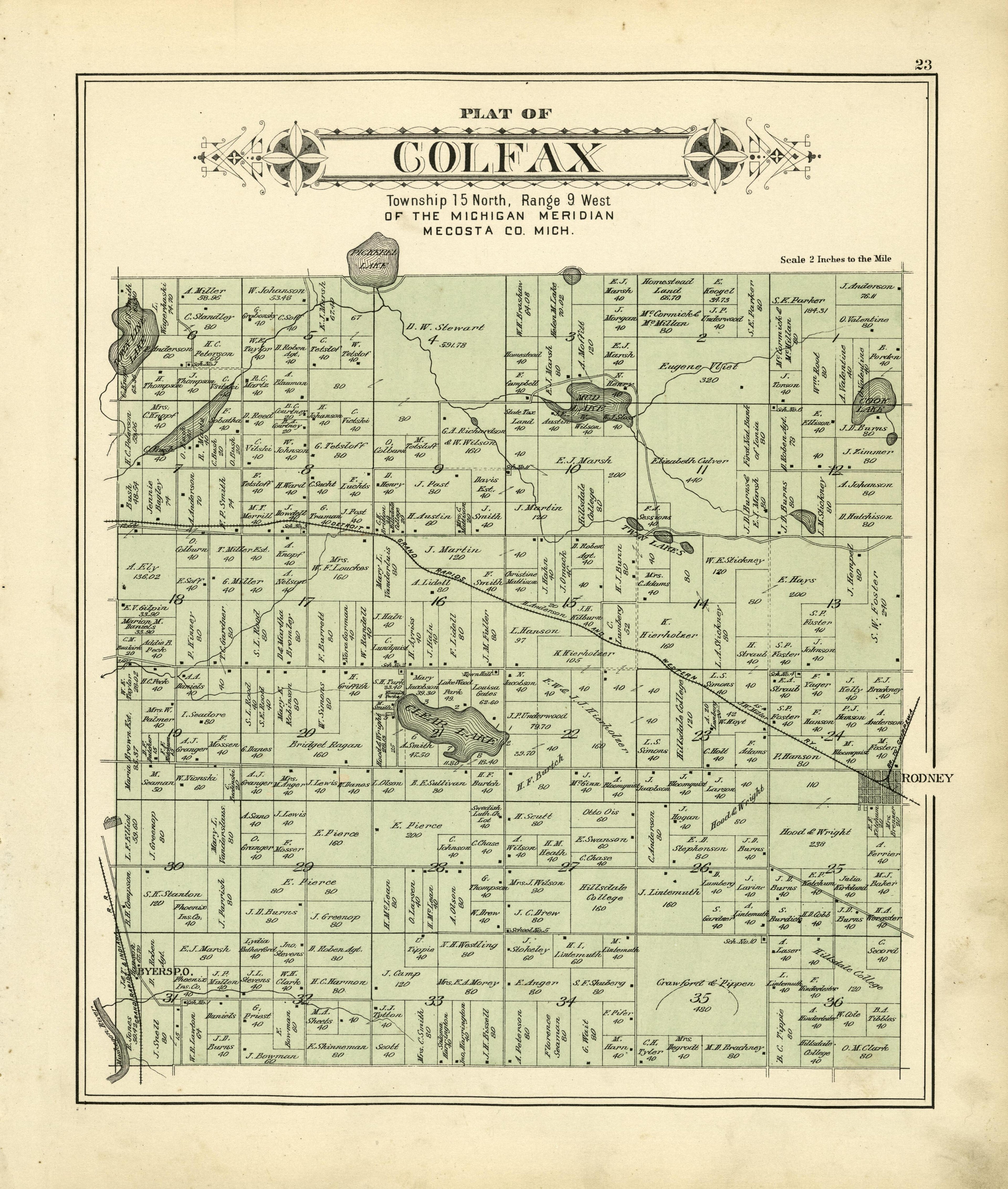 Plat of Colfax from Plat Book of Mecosta County, Michigan 1900 by Relic Map Company