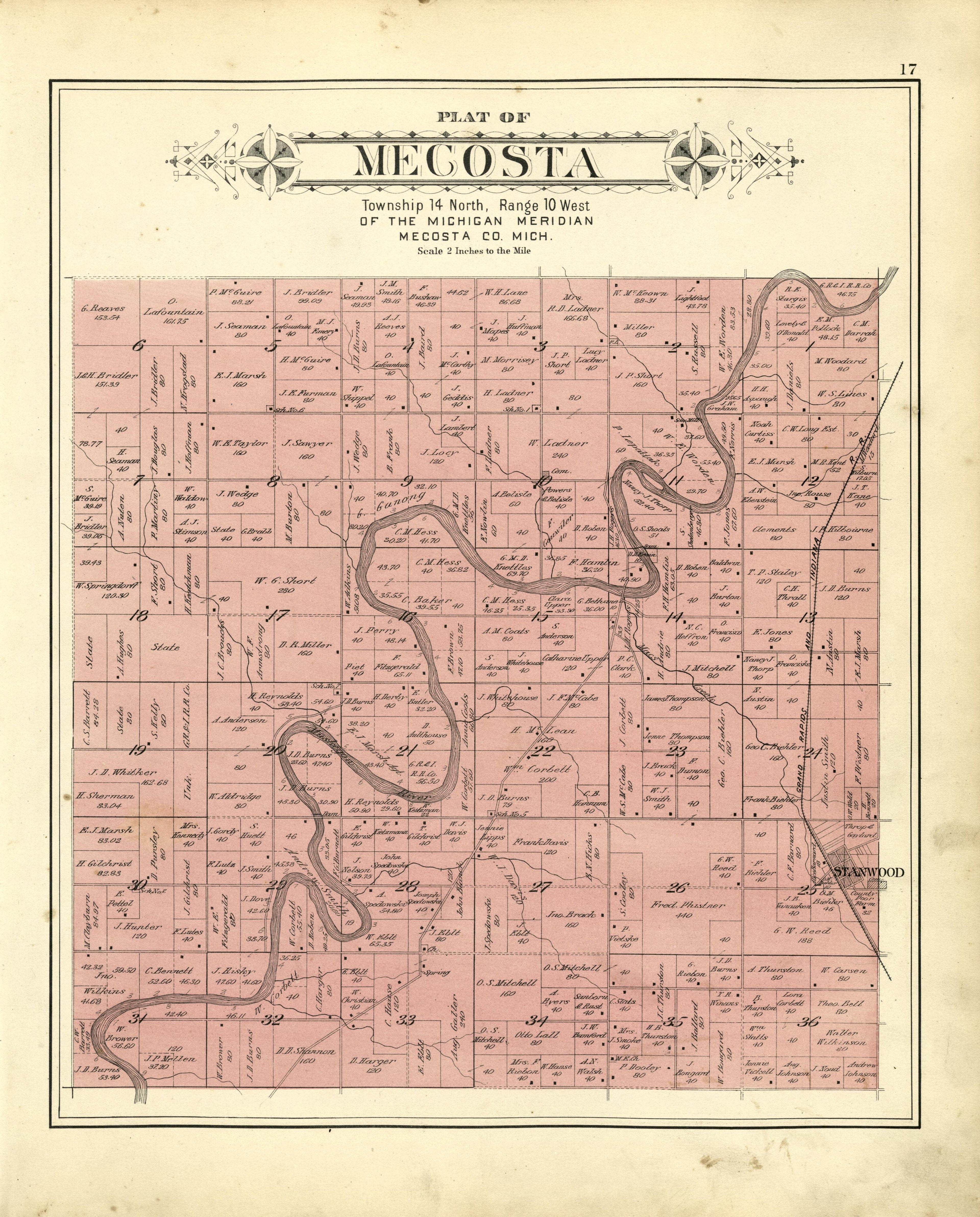 Plat of Mecosta from Plat Book of Mecosta County, Michigan 1900 by Relic Map Company