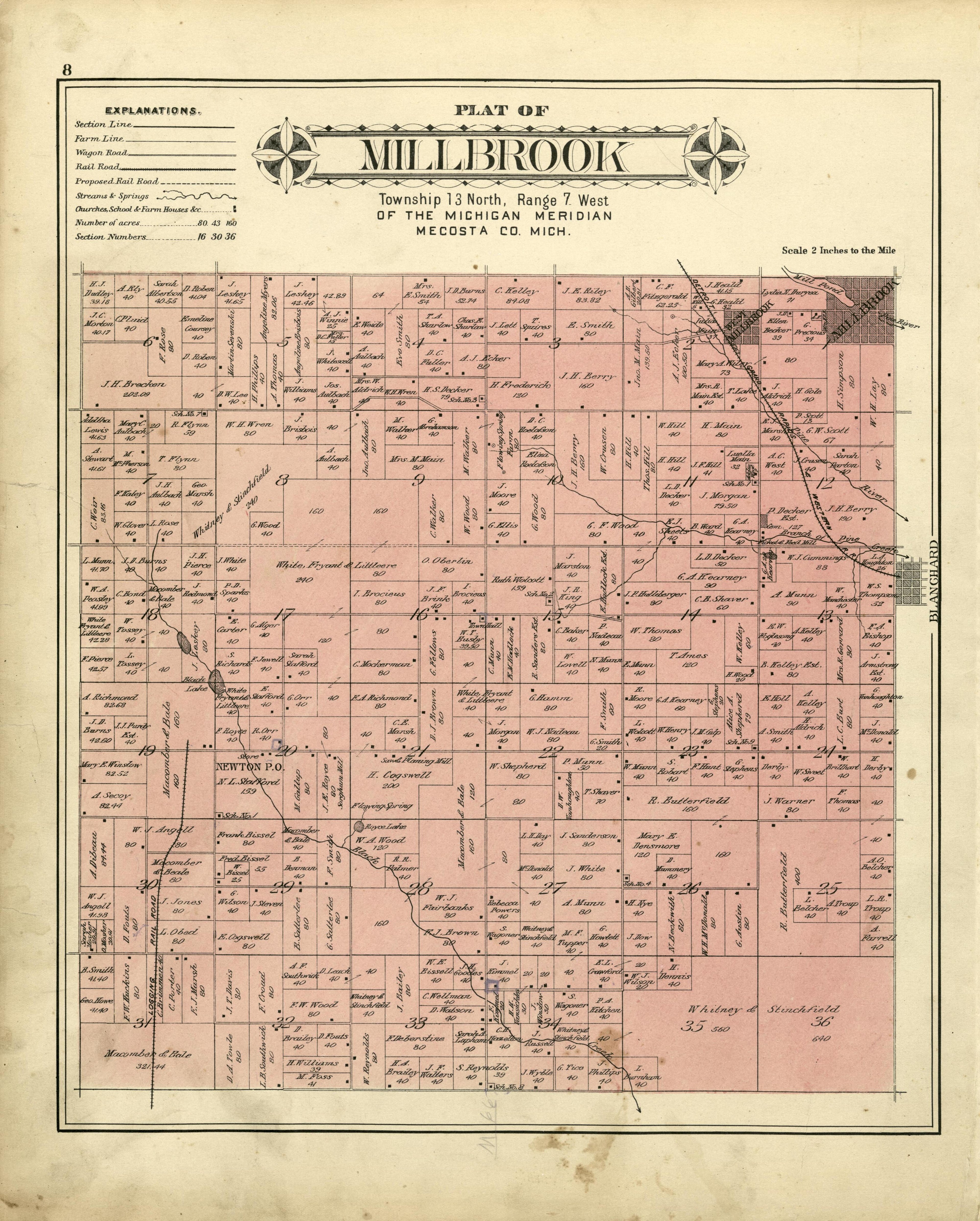 Plat of Millbrook from Plat Book of Mecosta County, Michigan 1900 by Relic Map Company