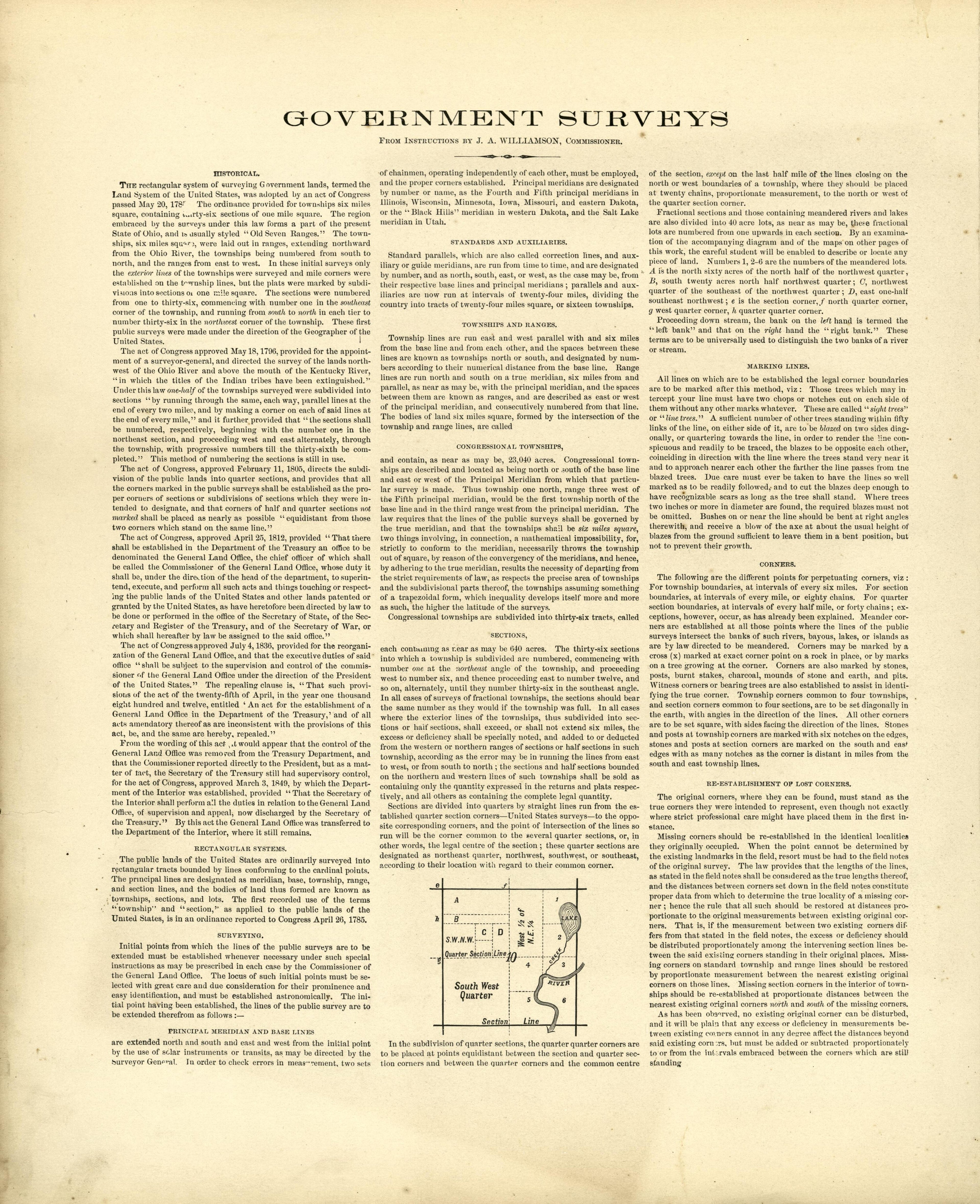 Government Surveys from Plat Book of Mecosta County, Michigan 1900 by Relic Map Company