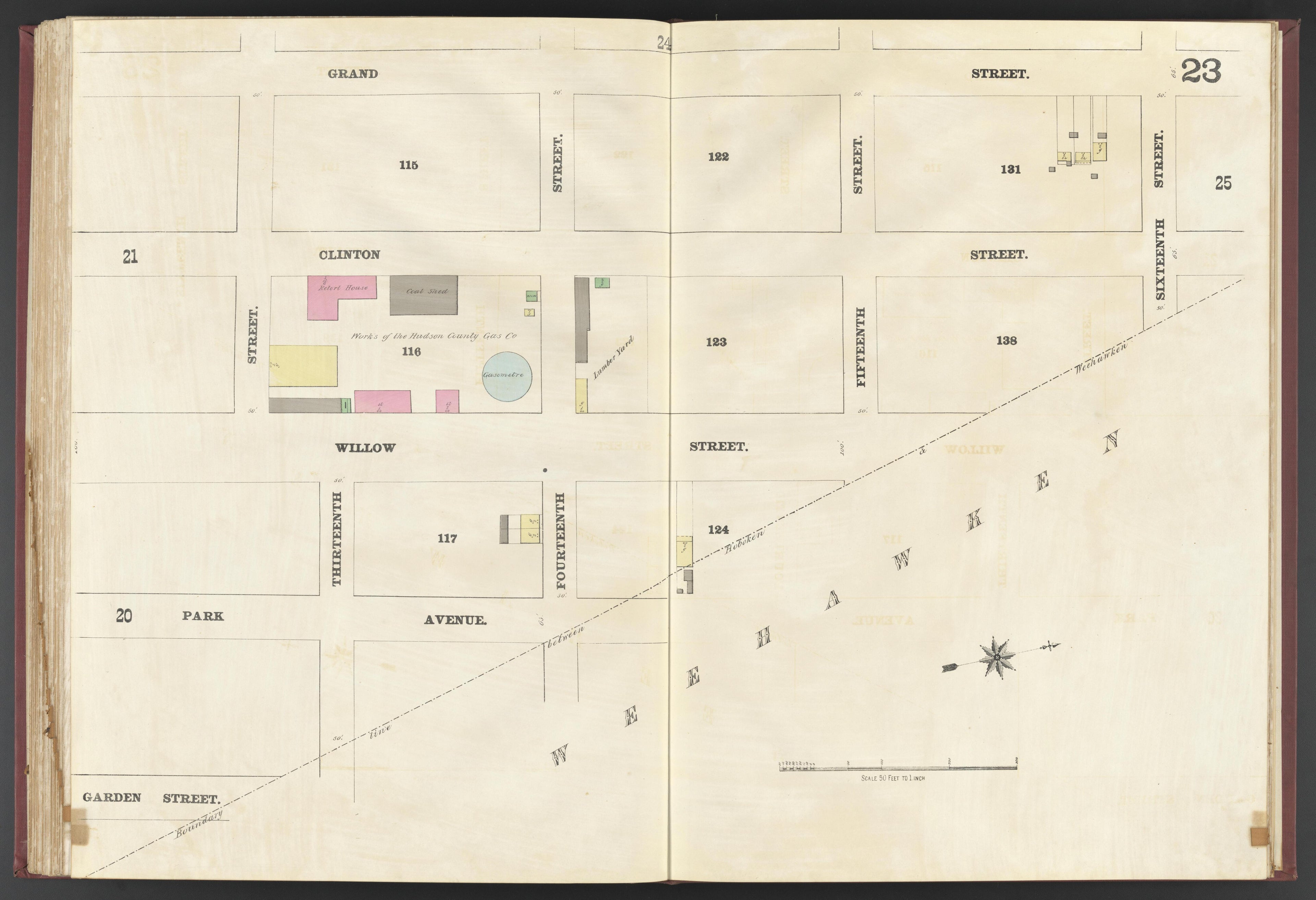 This old map of Albany, Hoboken, New Jersey, New York, was created by Spielmann & Brush in 1873