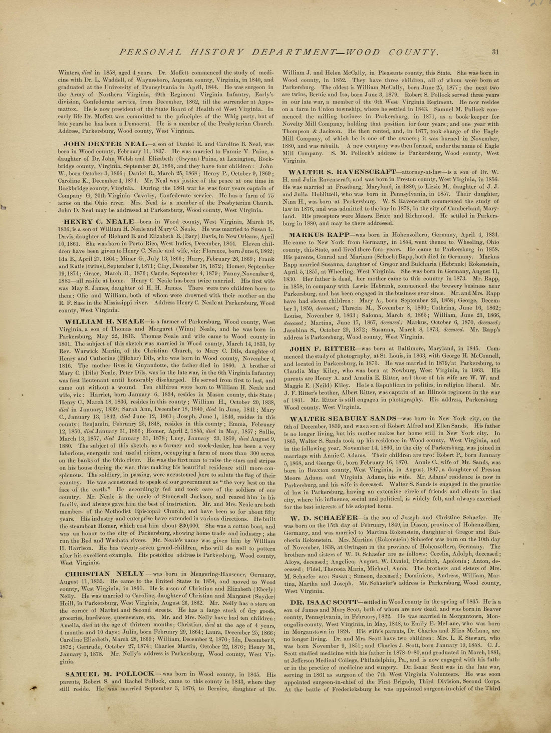 This old map of Pleasants County, , West Virginia, Wood County was created by H.H. Hardesty (Firm) in 1882