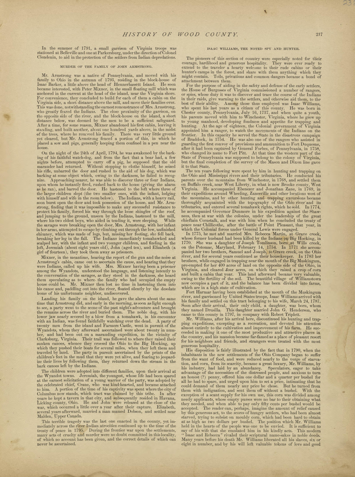 History of Wood County - Continued from Historical Hand-atlas, Illustrated, Containing Large Scale Copper Plate Maps of Each State and Territory of the United States, and the Provinces of Canada, Together With a Complete Reference Map of the World, �... by Relic Map Company