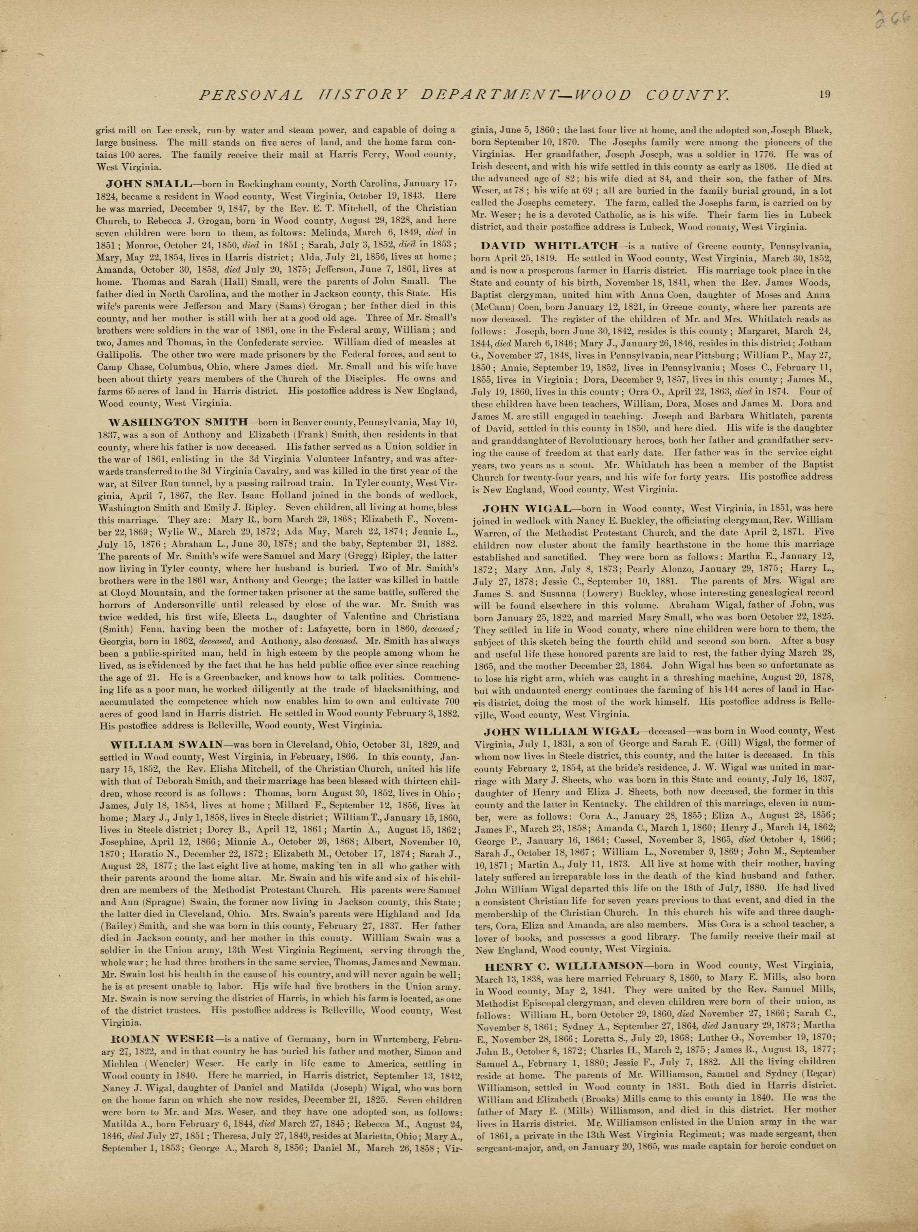 This old map of Pleasants County, , West Virginia, Wood County was created by H.H. Hardesty (Firm) in 1882
