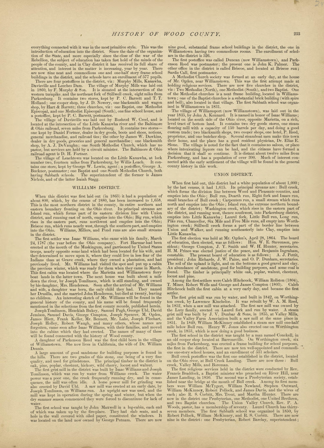 This old map of Pleasants County, , West Virginia, Wood County was created by H.H. Hardesty (Firm) in 1882