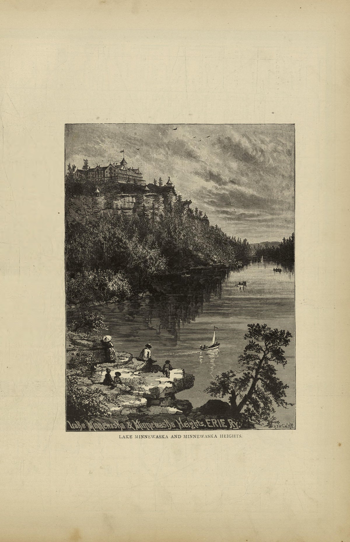 Lake Minnewaska and Minnewaska Heights from Historical Hand-atlas, Illustrated, Containing Large Scale Copper Plate Maps of Each State and Territory of the United States, and the Provinces of Canada, Together With a Complete Reference Map of the World... by Relic Map Company