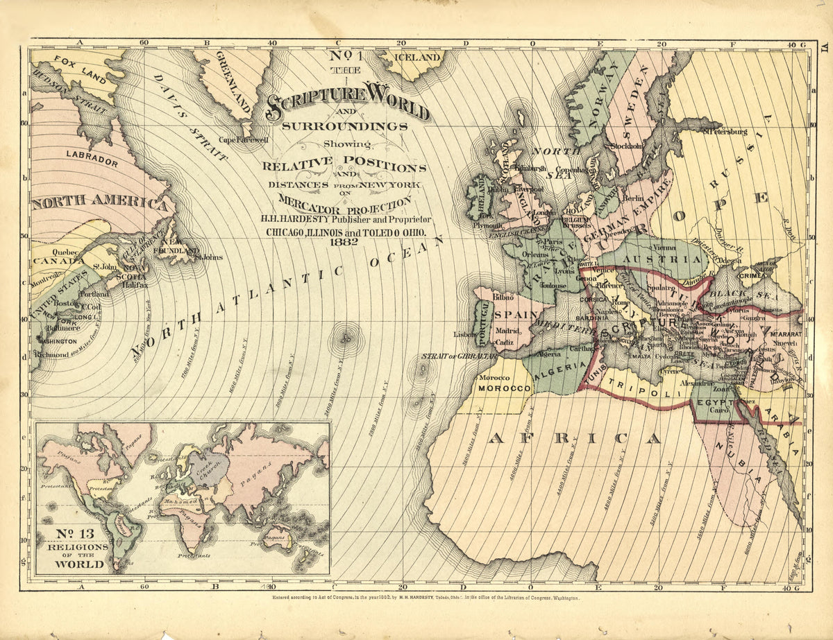 No. 1 the Scripture World and Surroundings from Historical Hand-atlas, Illustrated, Containing Large Scale Copper Plate Maps of Each State and Territory of the United States, and the Provinces of Canada, Together With a Complete Reference Map of the W... by Relic Map Company