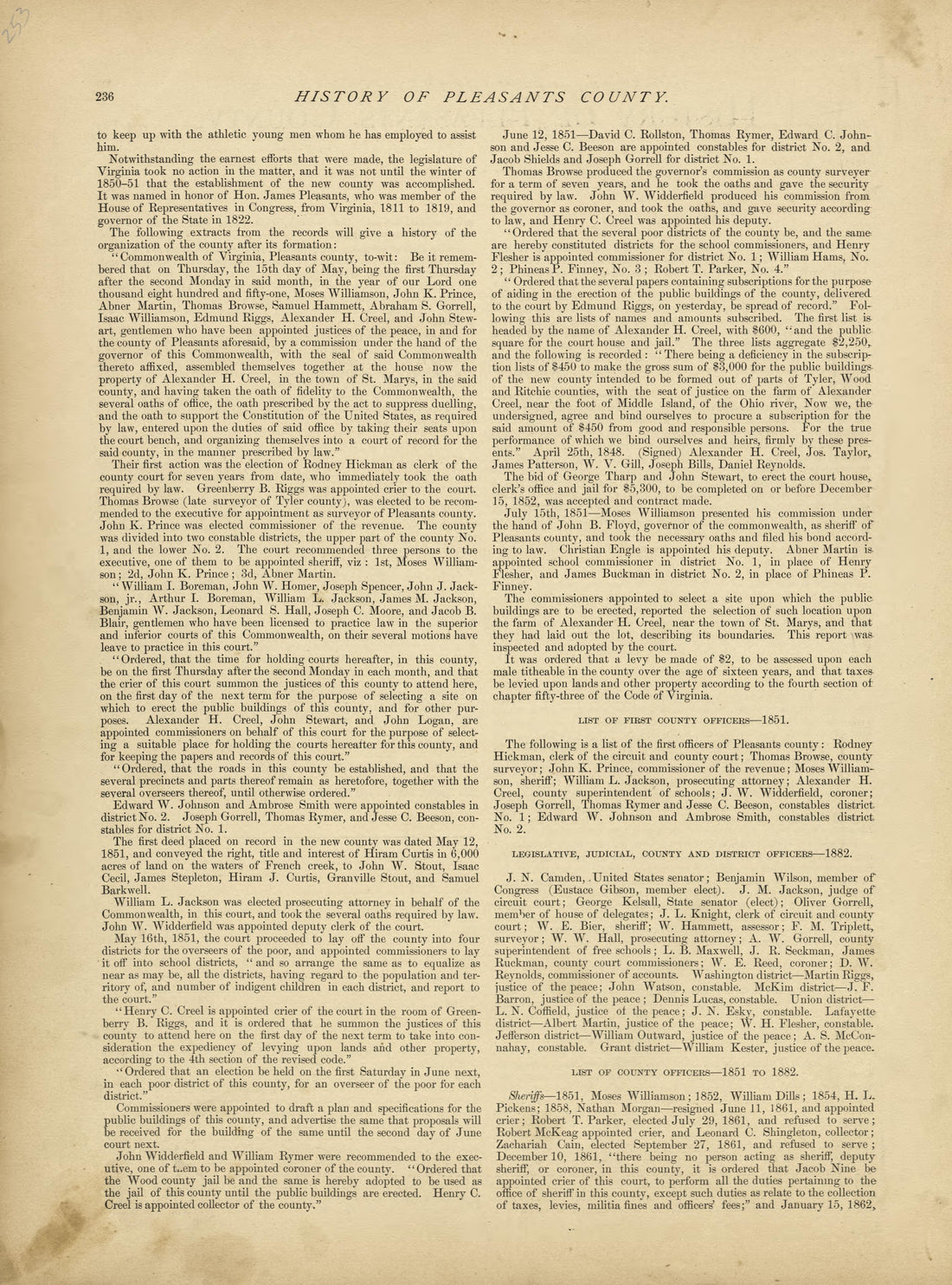 This old map of Pleasants County, , West Virginia, Wood County was created by H.H. Hardesty (Firm) in 1882
