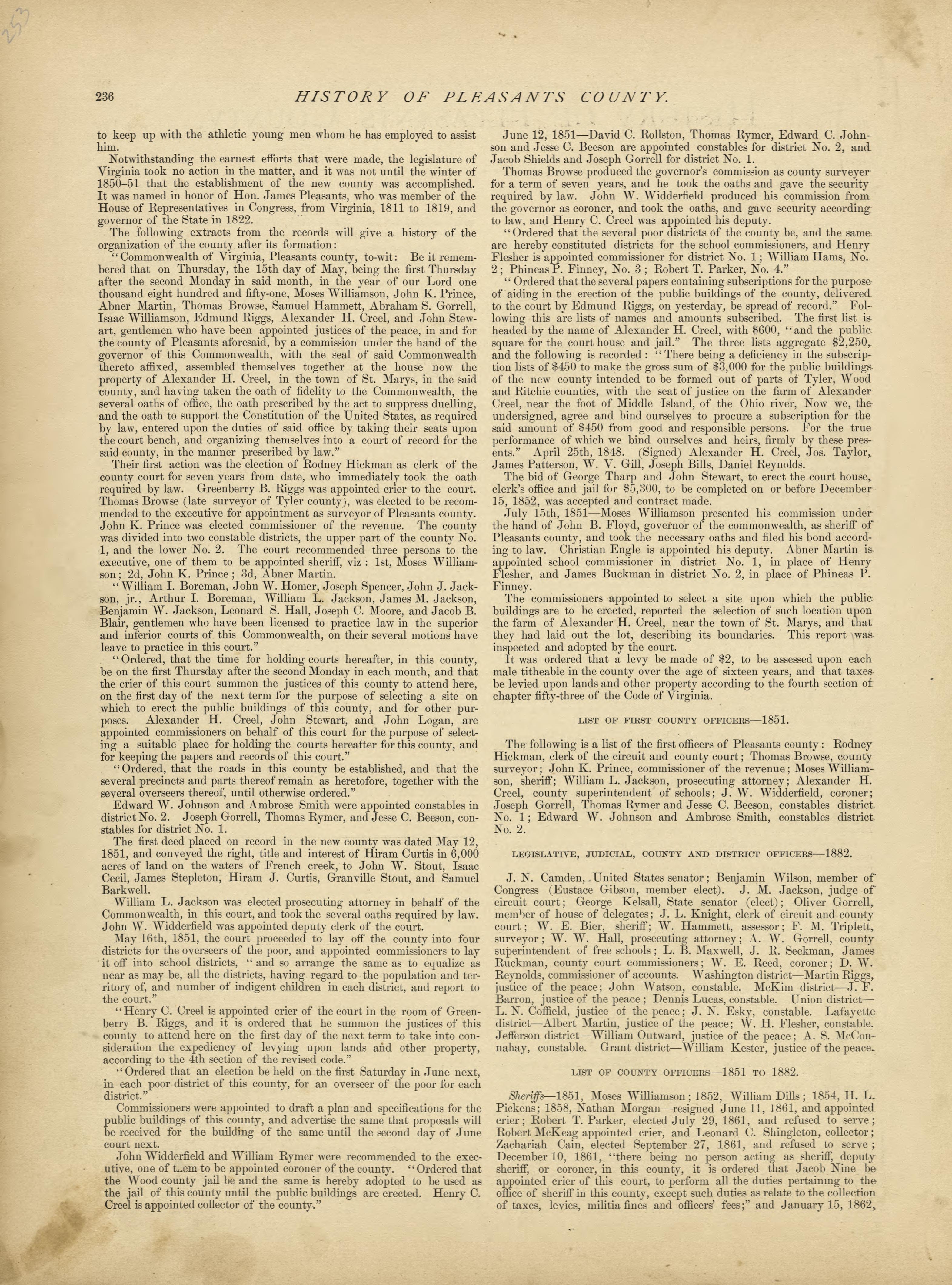 This old map of Pleasants County, , West Virginia, Wood County was created by H.H. Hardesty (Firm) in 1882