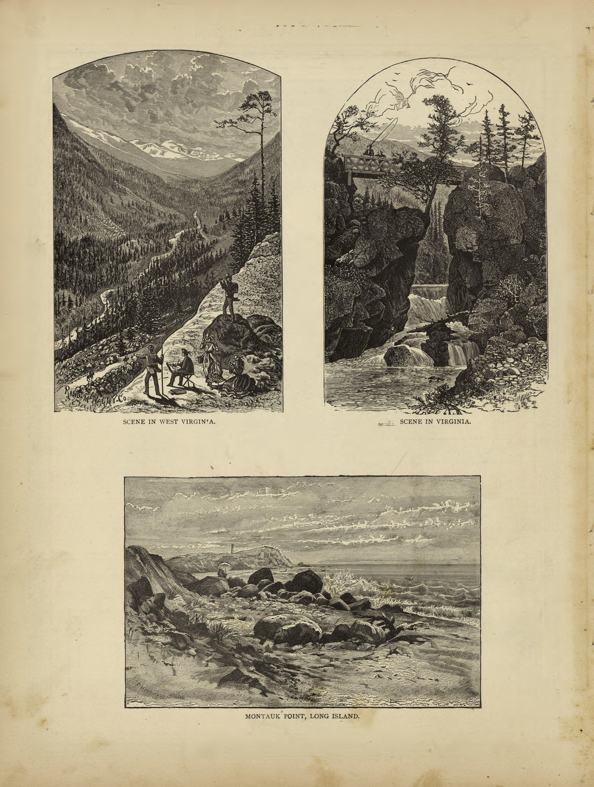 Scenes In West Virginia and Virginia, Montauk Point, Long Island, New York from Historical Hand-atlas, Illustrated, Containing Large Scale Copper Plate Maps of Each State and Territory of the United States, and the Provinces of Canada, Together With a... by Relic Map Company