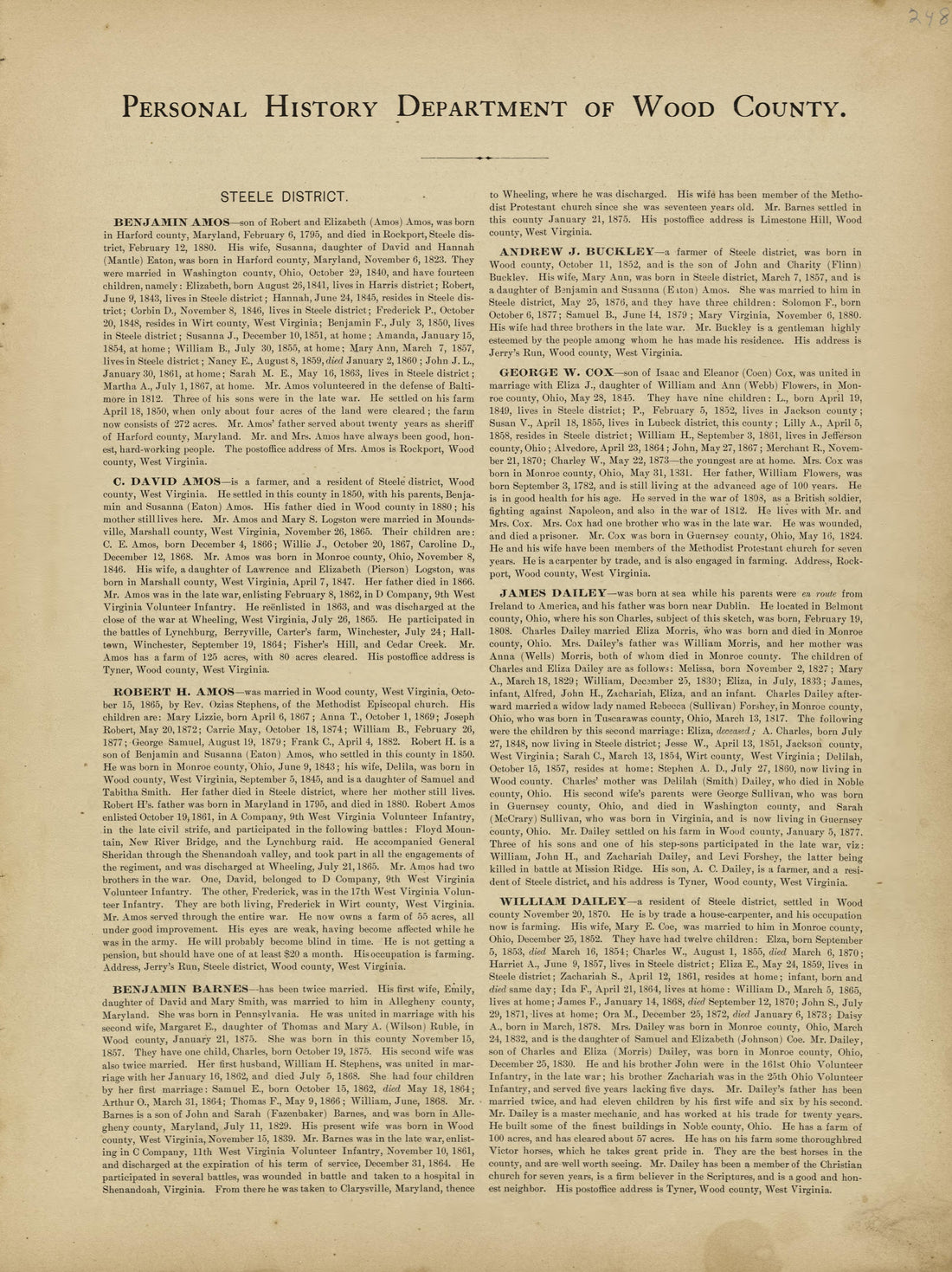 This old map of Pleasants County, , West Virginia, Wood County was created by H.H. Hardesty (Firm) in 1882