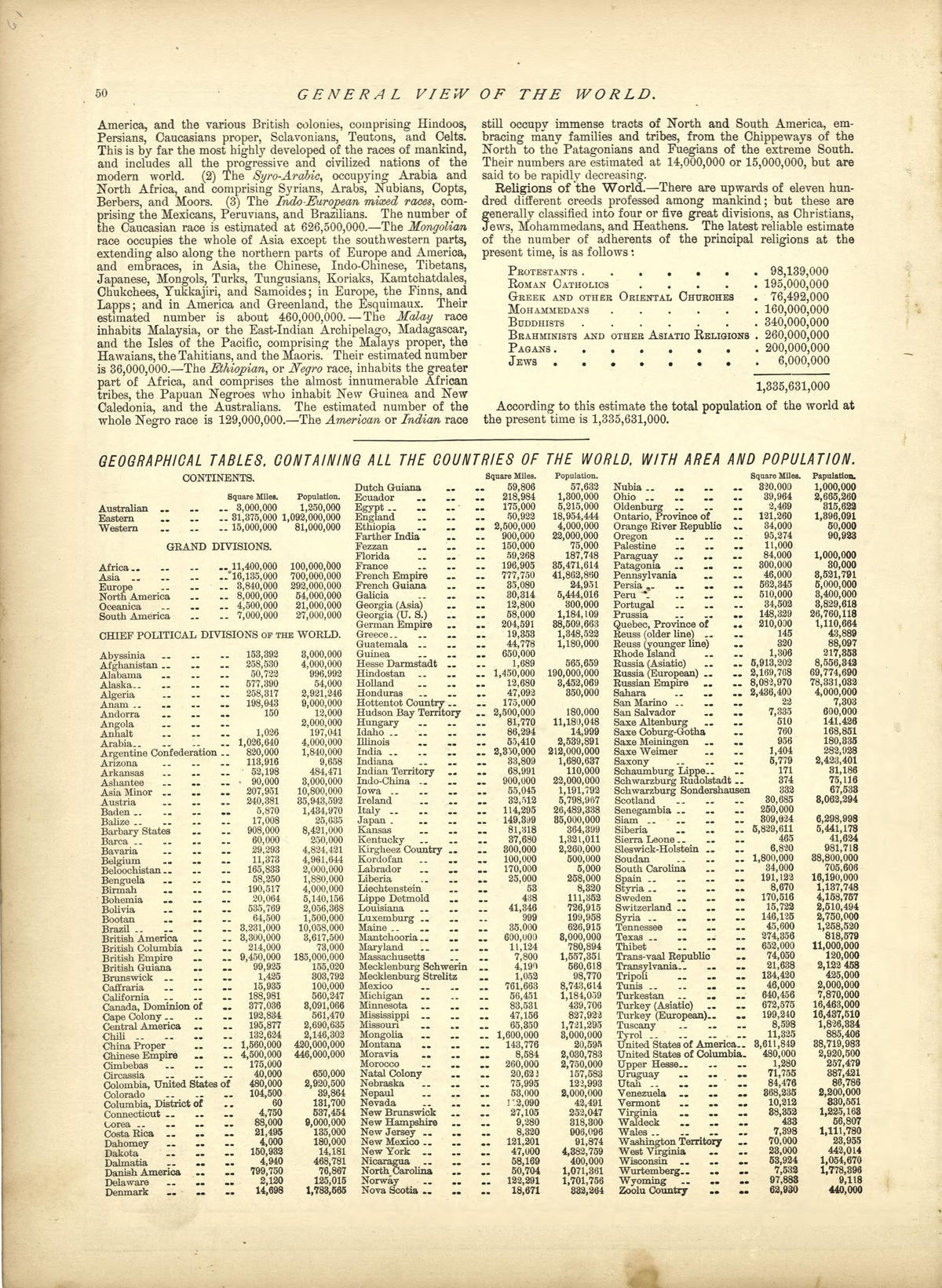 General View of the World - Continued from Historical Hand-atlas, Illustrated, Containing Large Scale Copper Plate Maps of Each State and Territory of the United States, and the Provinces of Canada, Together With a Complete Reference Map of the World,... by Relic Map Company