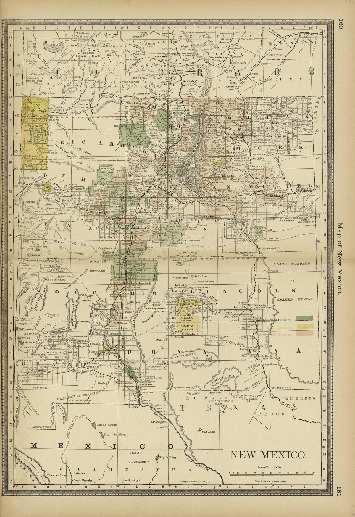 Map of New Mexico from Historical Hand-atlas, Illustrated, Containing Large Scale Copper Plate Maps of Each State and Territory of the United States, and the Provinces of Canada, Together With a Complete Reference Map of the World, … 1882 by Relic Map Company