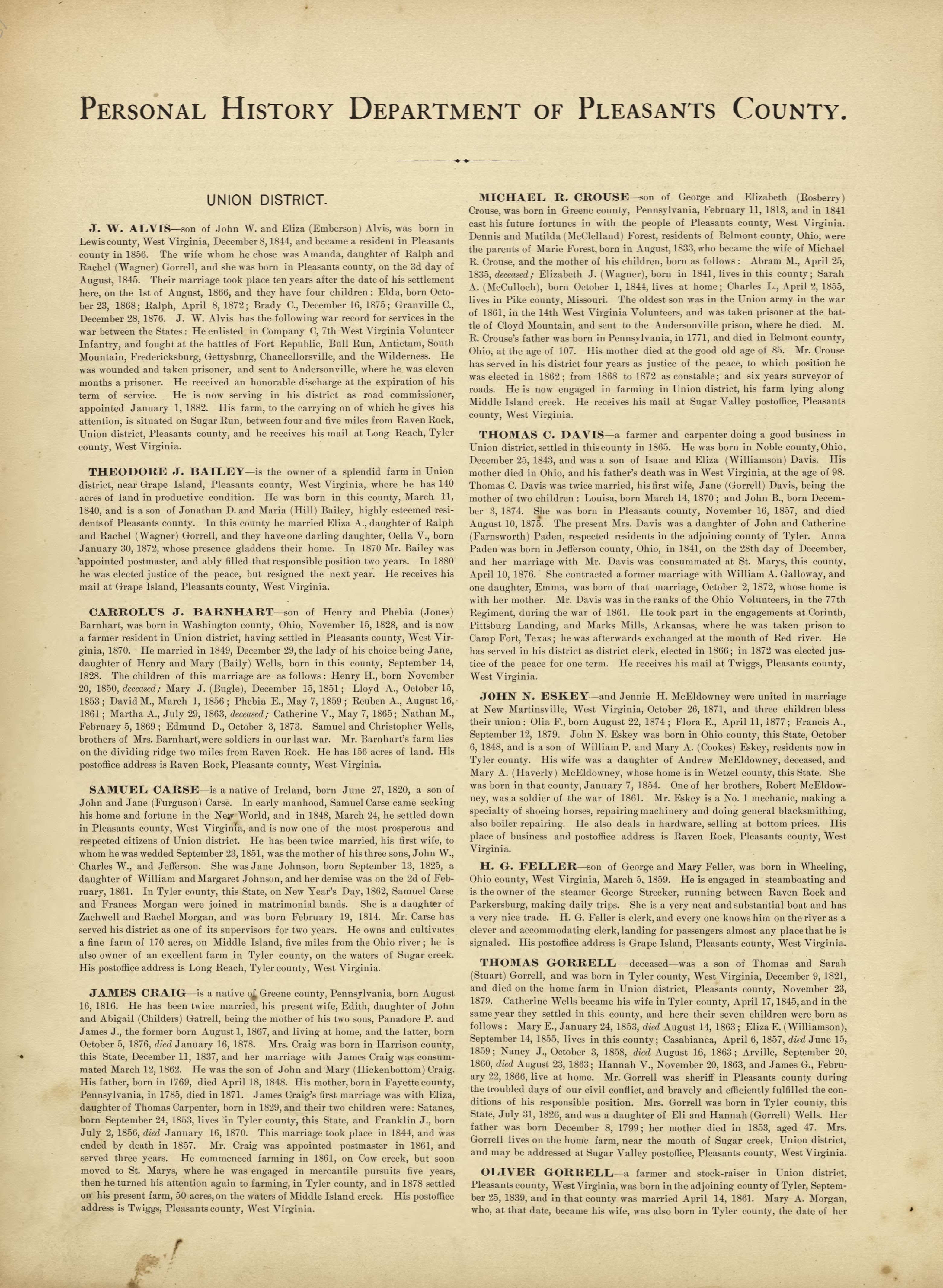 This old map of Pleasants County, , West Virginia, Wood County was created by H.H. Hardesty (Firm) in 1882