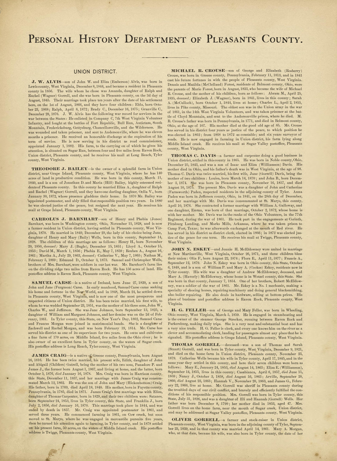 This old map of Pleasants County, , West Virginia, Wood County was created by H.H. Hardesty (Firm) in 1882