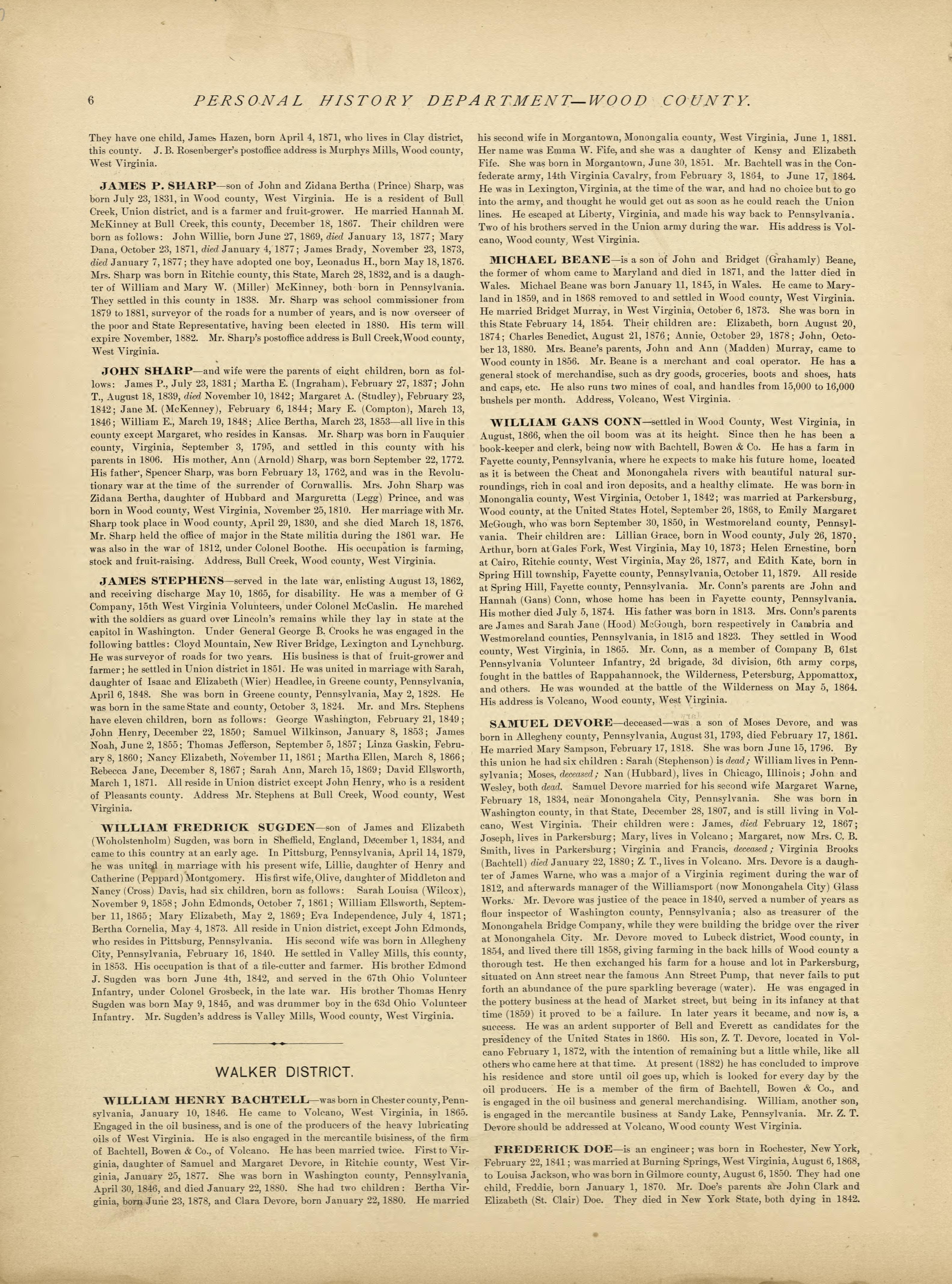 This old map of Pleasants County, , West Virginia, Wood County was created by H.H. Hardesty (Firm) in 1882