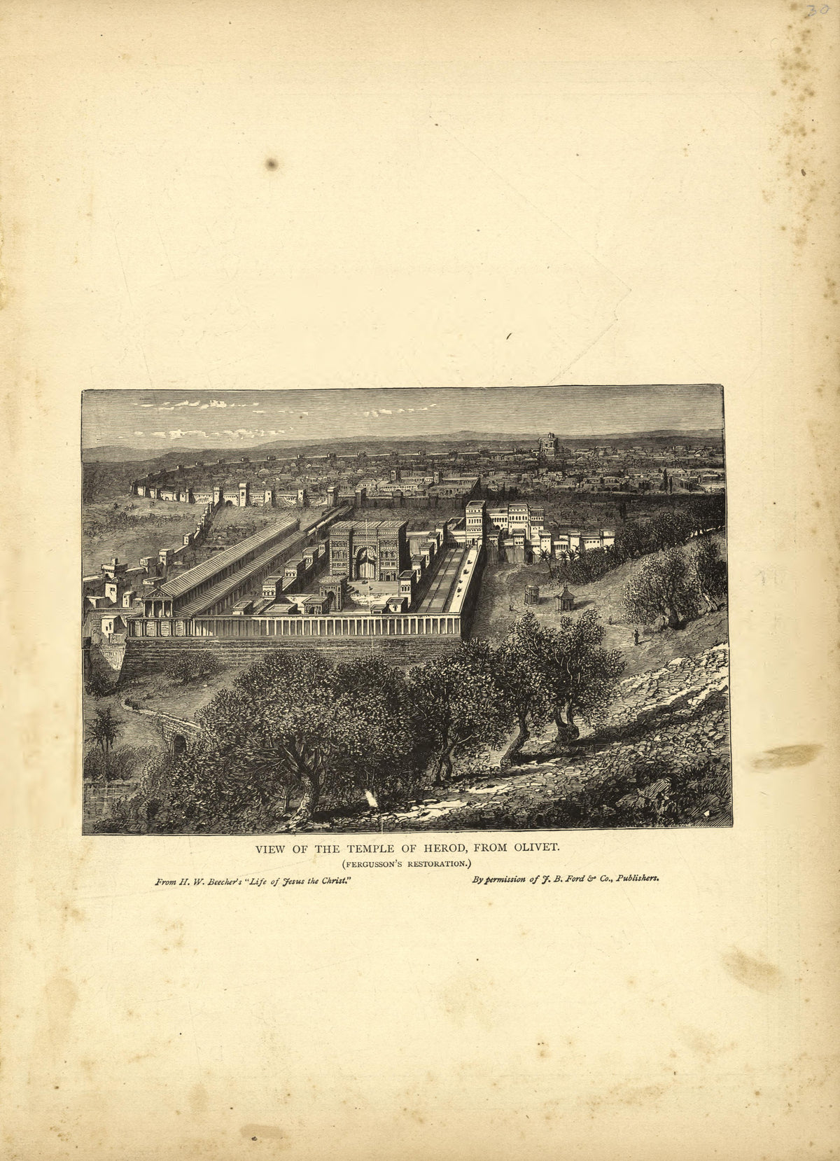 View of the Temple of Herod, from Olivet from Historical Hand-atlas, Illustrated, Containing Large Scale Copper Plate Maps of Each State and Territory of the United States, and the Provinces of Canada, Together With a Complete Reference Map of the Wor... by Relic Map Company