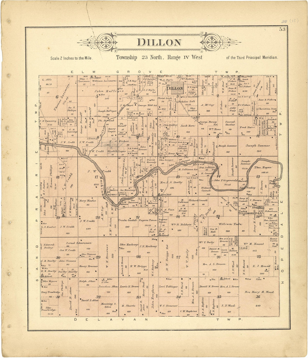 Dillon from Plat Book of Tazewell County, Illinois 1891 by Relic Map Company