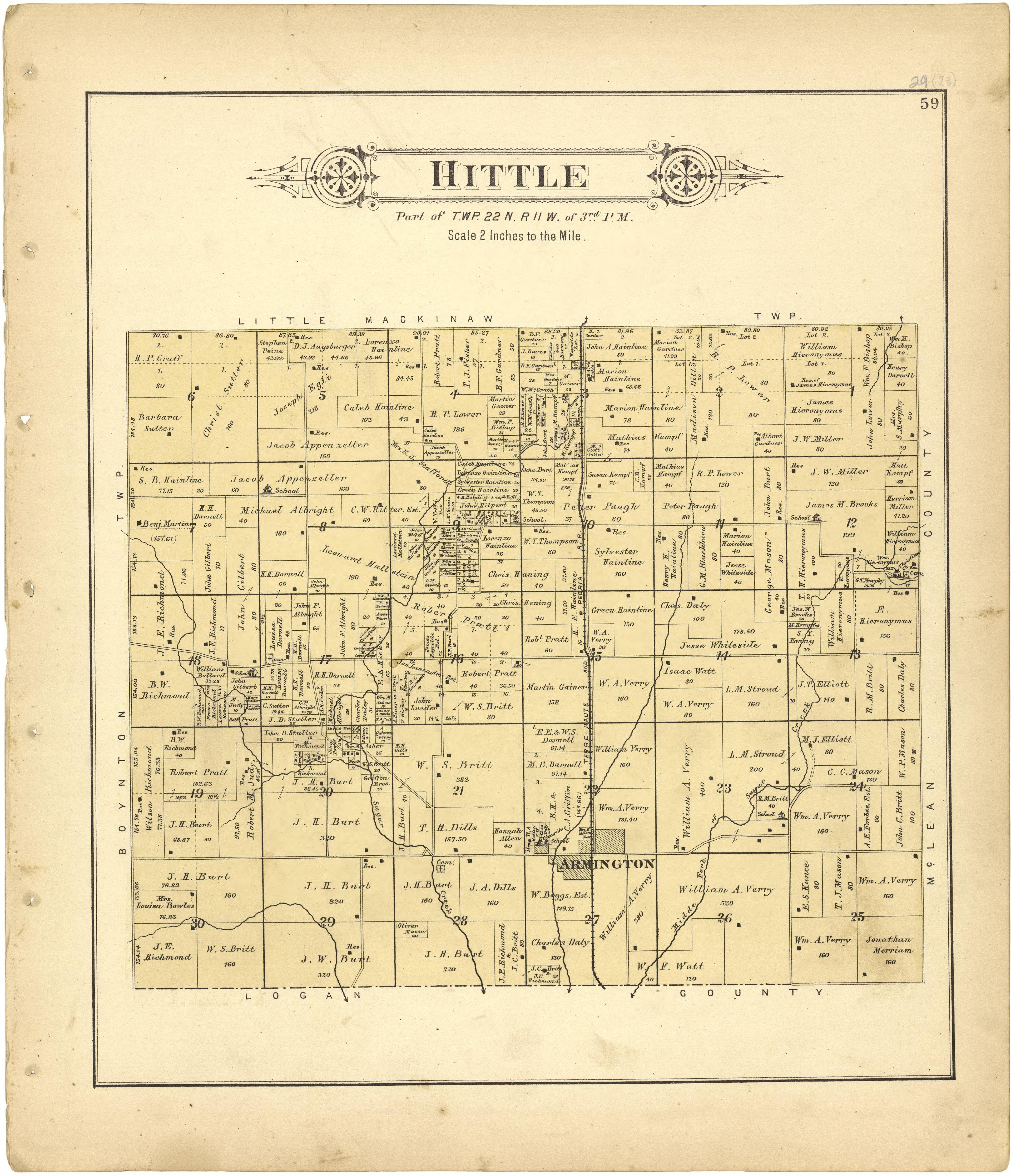 Hittle from Plat Book of Tazewell County, Illinois 1891 by Relic Map Company