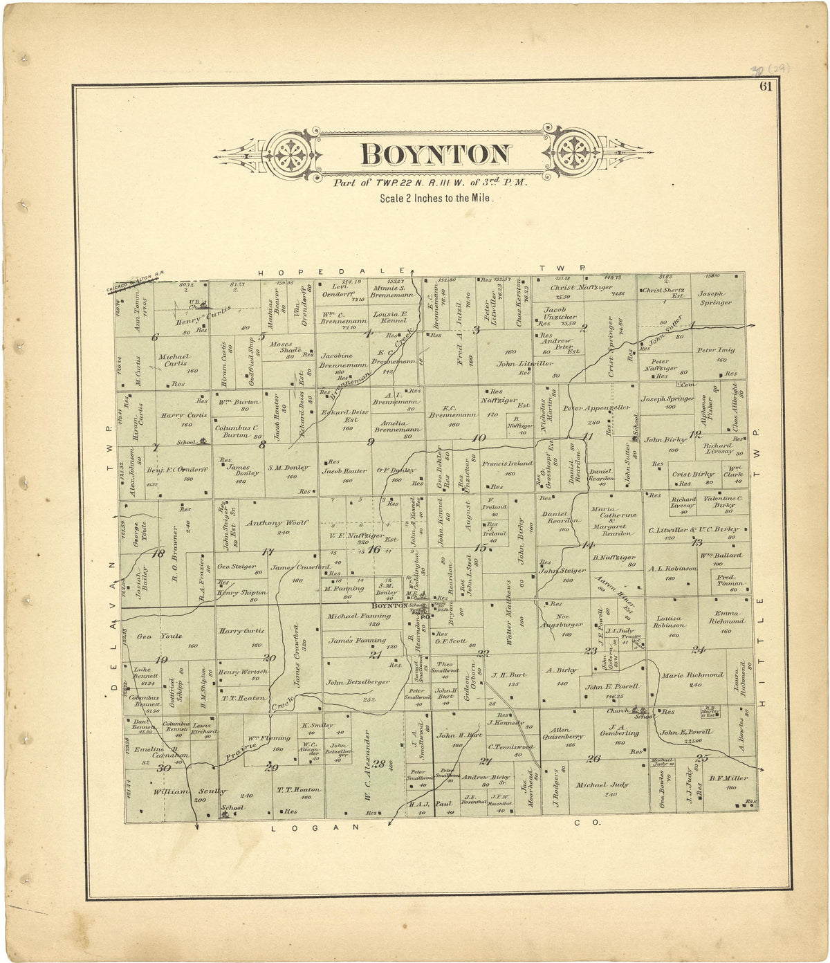 Boynton from Plat Book of Tazewell County, Illinois 1891 by Relic Map Company