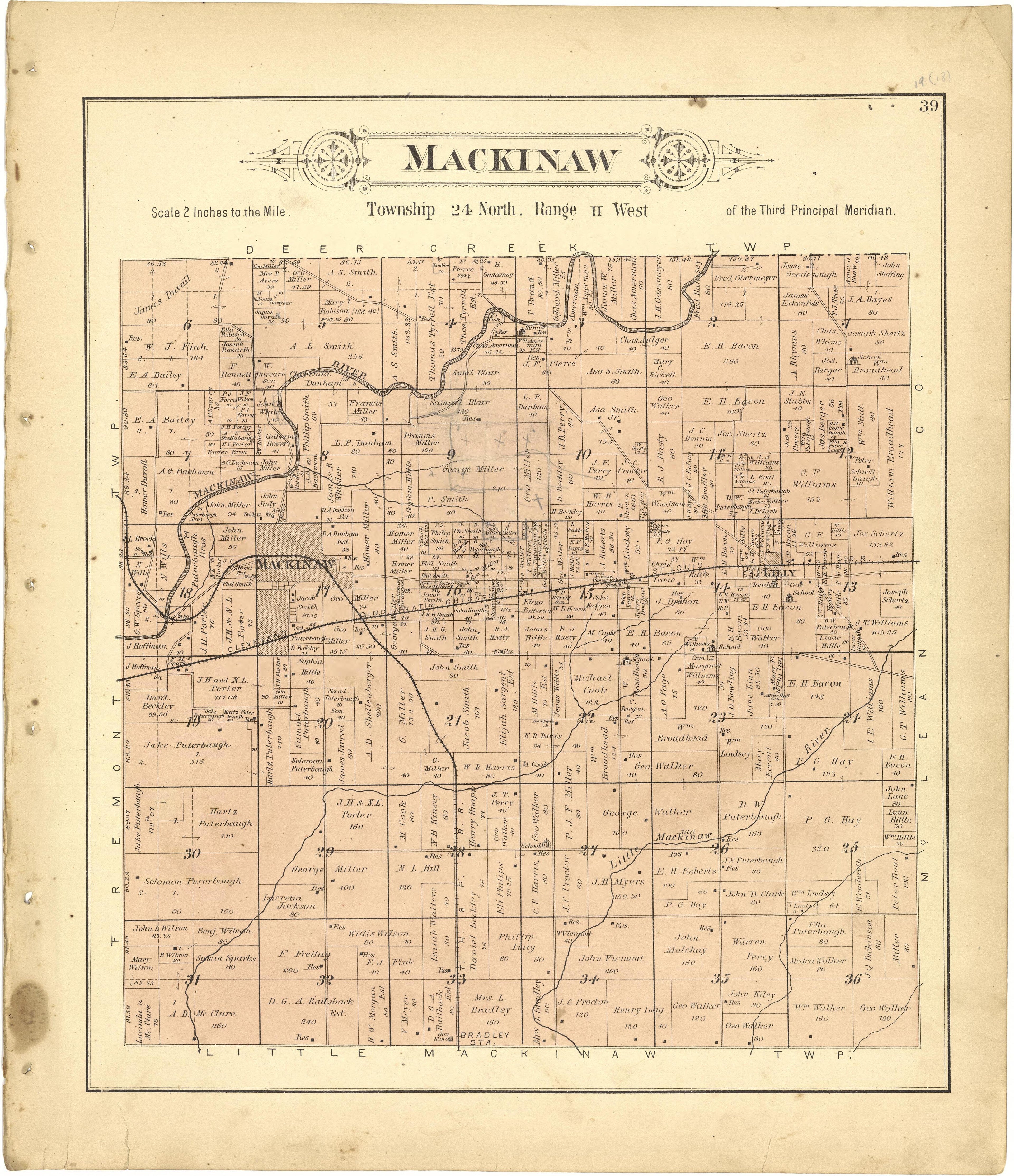 Mackinaw from Plat Book of Tazewell County, Illinois 1891 by Relic Map Company