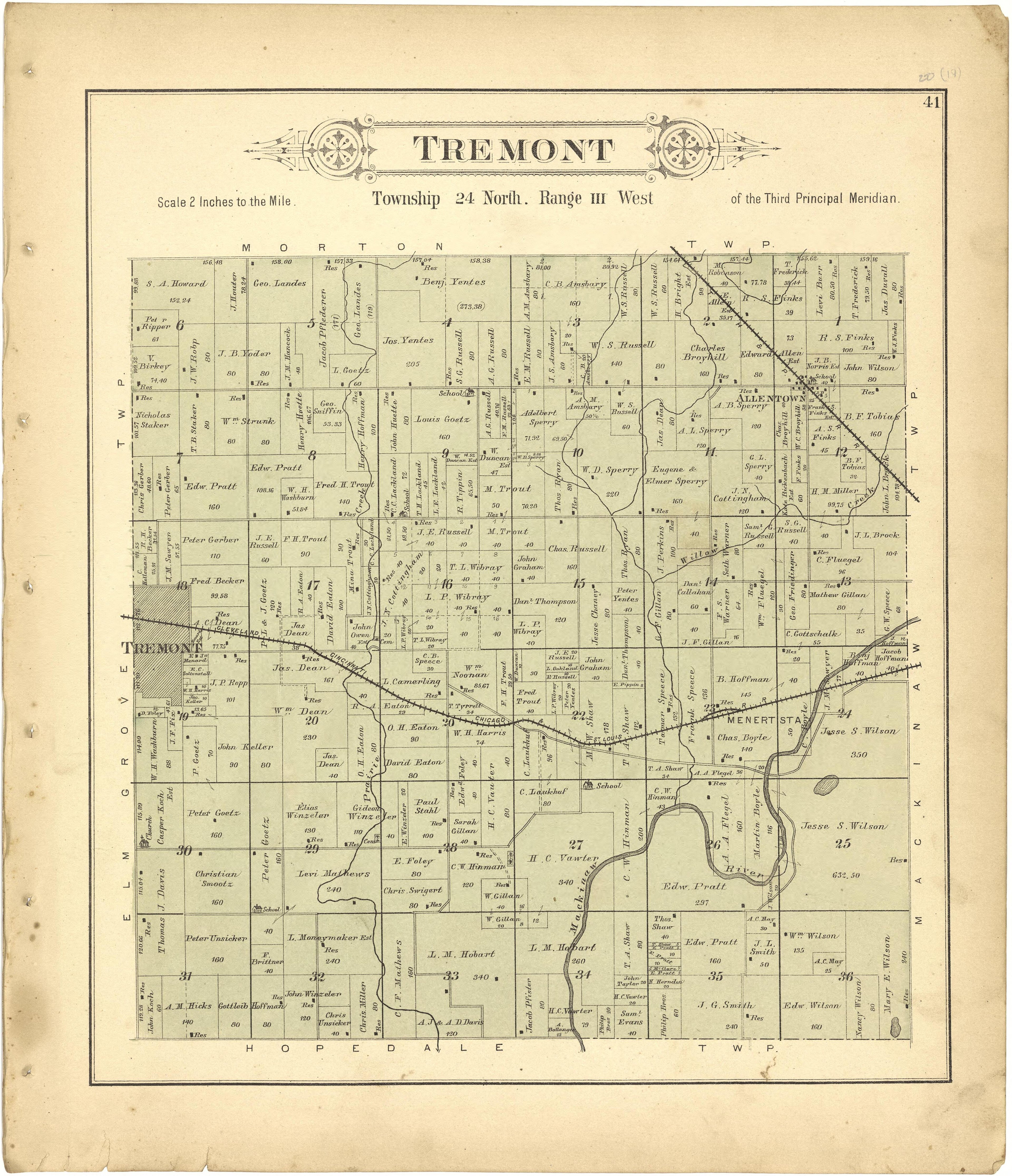 Tremont from Plat Book of Tazewell County, Illinois 1891 by Relic Map Company