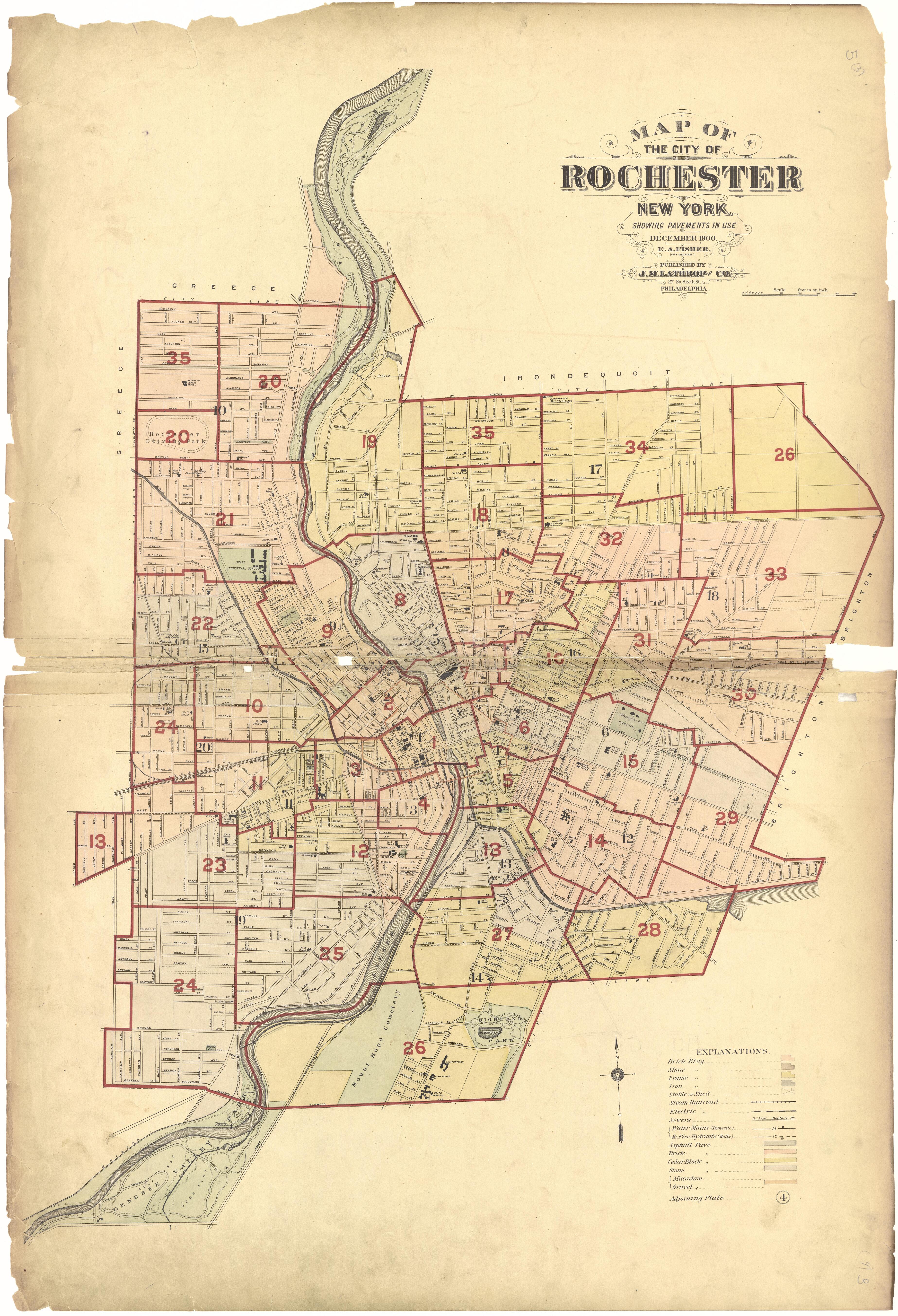 Map of the City of Rochester, New York from Plat Book, City of Rochester, New York : Carefully Compiled from Official Records and Surveys 1900 by Relic Map Company