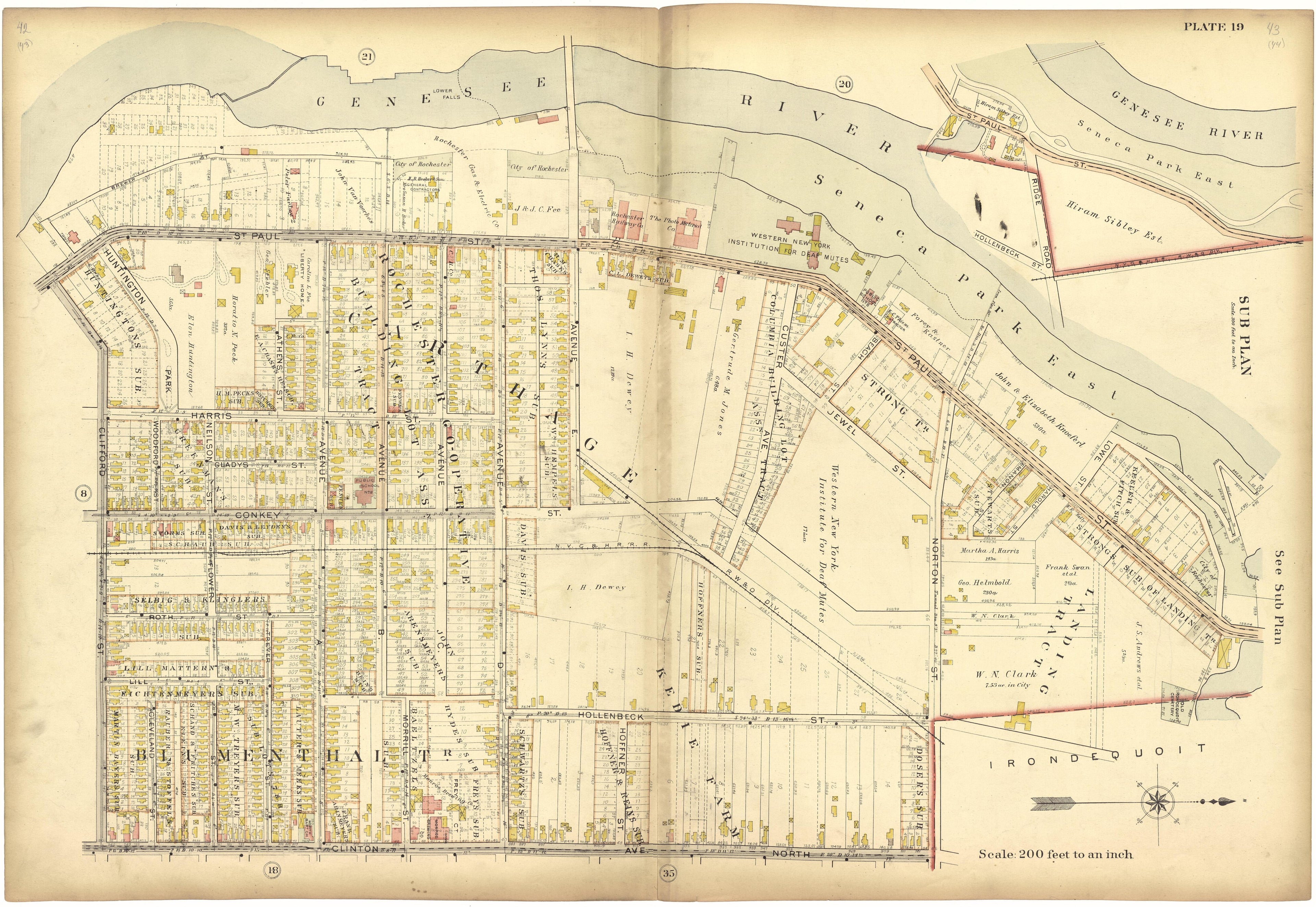 Plate 19 from Plat Book, City of Rochester, New York : Carefully Compiled from Official Records and Surveys 1900 by Relic Map Company