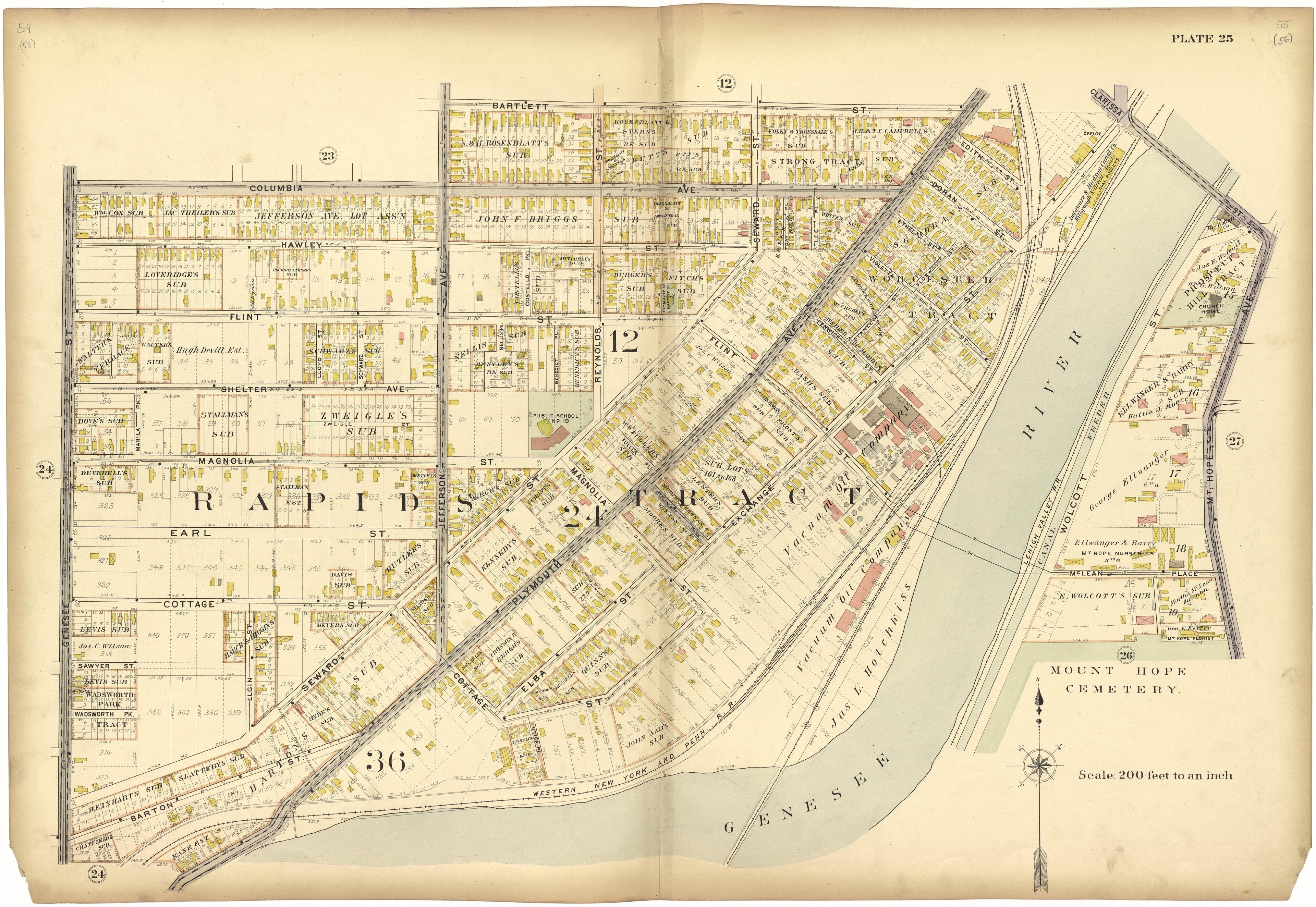Plate 25 from Plat Book, City of Rochester, New York : Carefully Compiled from Official Records and Surveys 1900 by Relic Map Company