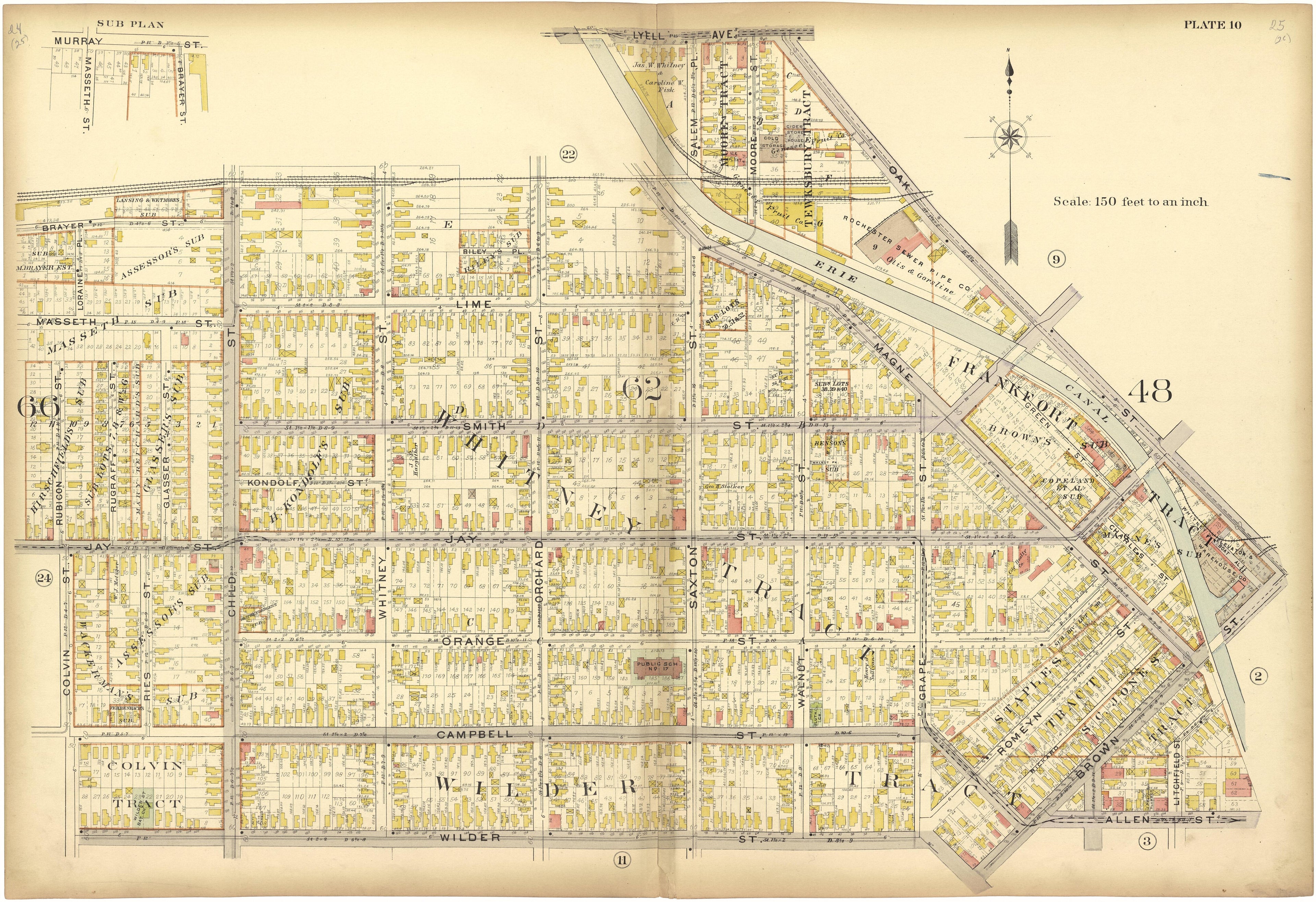 Plate 10 from Plat Book, City of Rochester, New York : Carefully Compiled from Official Records and Surveys 1900 by Relic Map Company