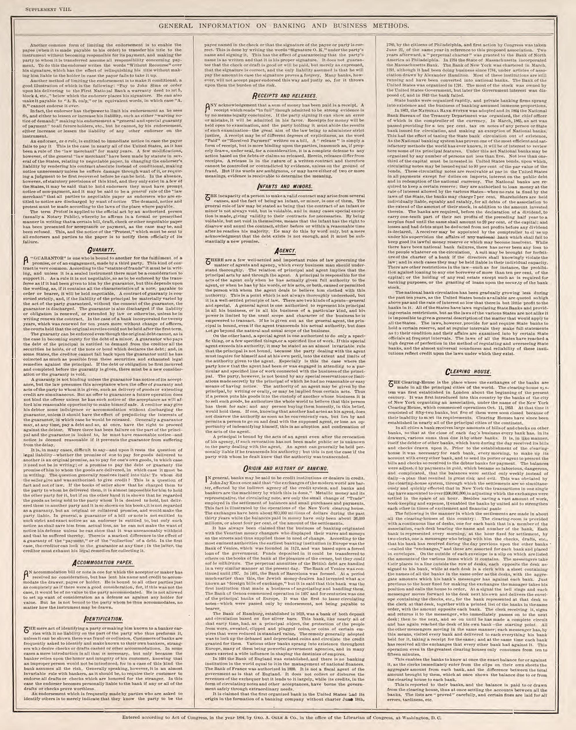 General Information On Banking and Business Methods, Pt. 2 from Standard Atlas of Fillmore County, Minnesota : Including a Plat Book of the Villages, Cities and Townships of the County, Map of the State, United States and World : Farmers Directory, Re... by Relic Map Company