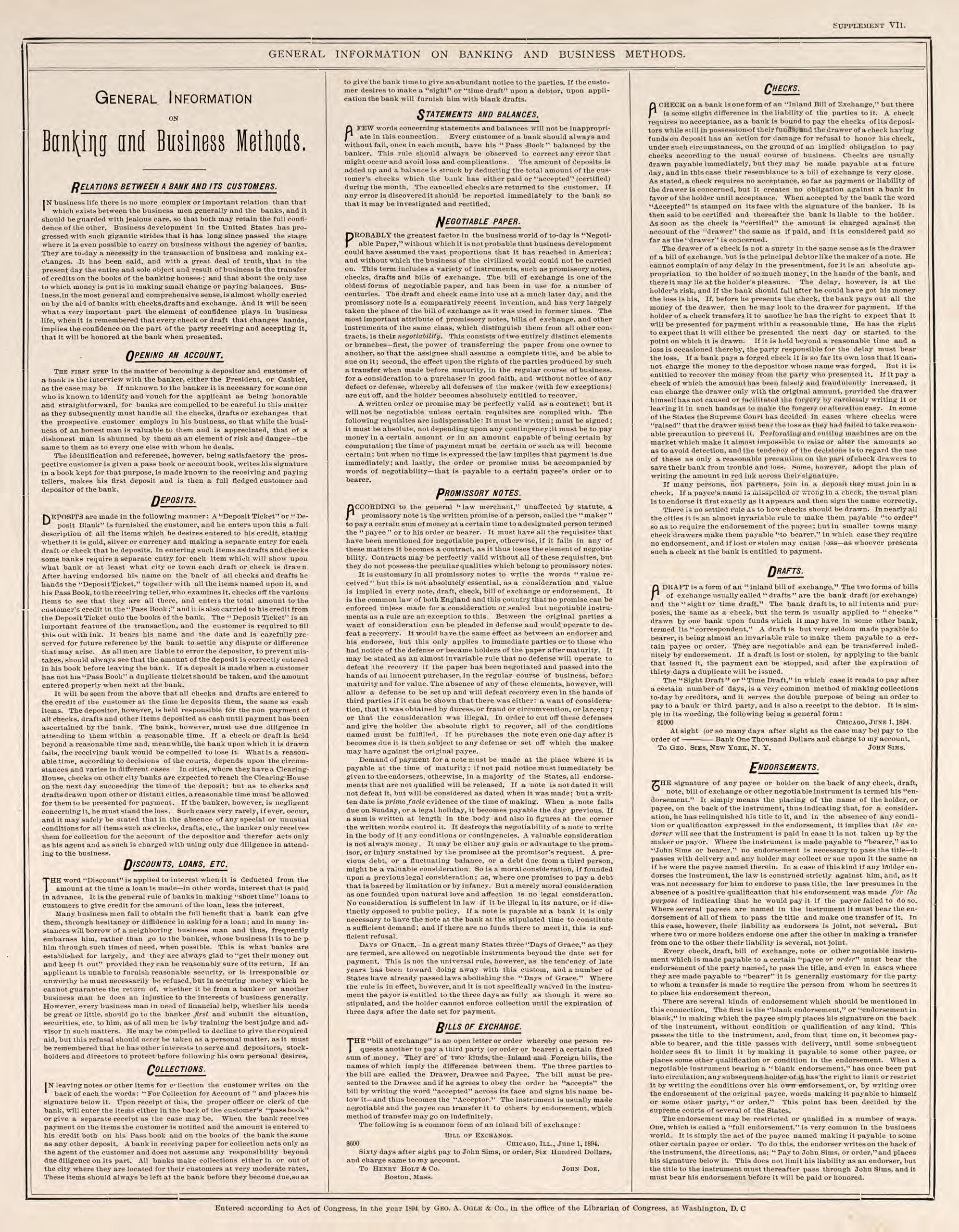 General Information On Banking and Business Methods, Pt. 1 from Standard Atlas of Fillmore County, Minnesota : Including a Plat Book of the Villages, Cities and Townships of the County, Map of the State, United States and World : Farmers Directory, Re... by Relic Map Company