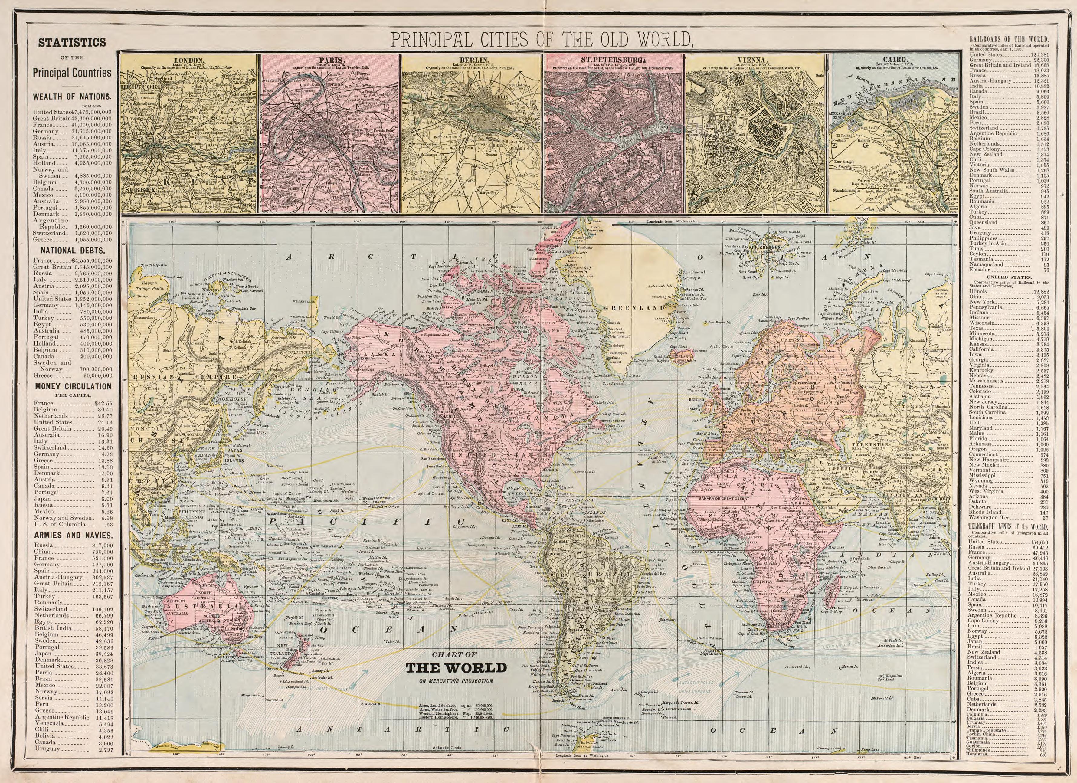 Principal Cities of the Old World from Standard Atlas of Fillmore County, Minnesota : Including a Plat Book of the Villages, Cities and Townships of the County, Map of the State, United States and World : Farmers Directory, Reference … 1896 by Relic Map Company