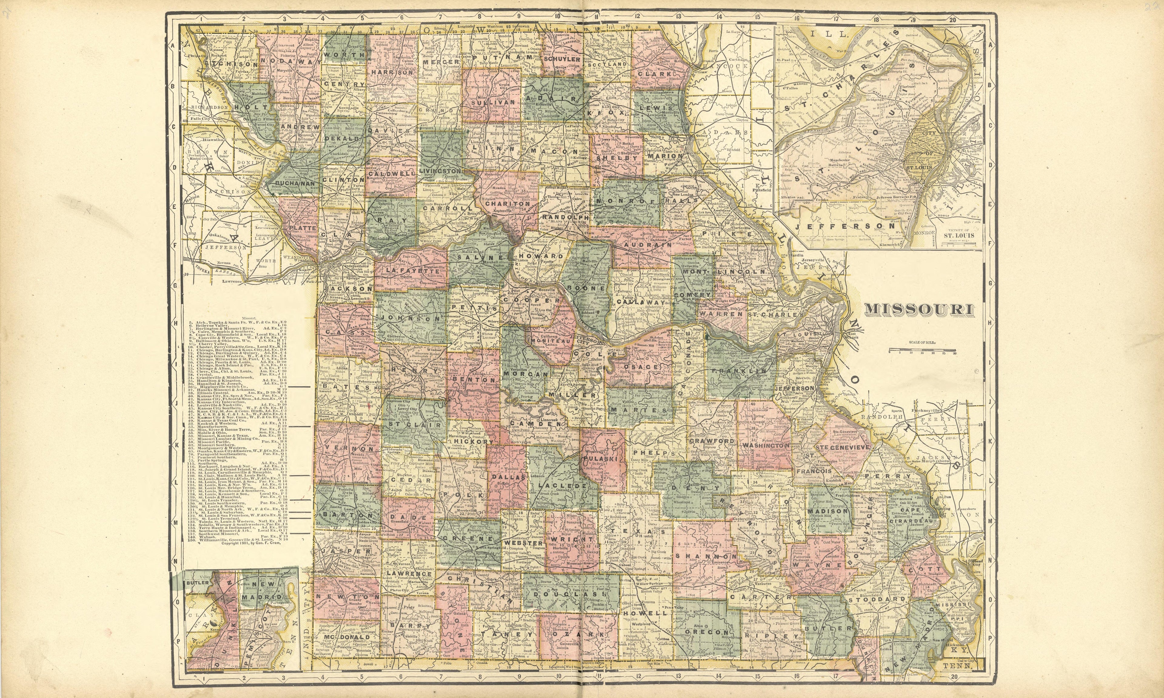 Map of Missouri from Standard Atlas of Shelby County, Missouri : Including a Plat Book of the Villages, Cities and Townships of the County, Map of the State, United States and World, Patrons Directory, Reference Business … 1902 by Relic Map Company
