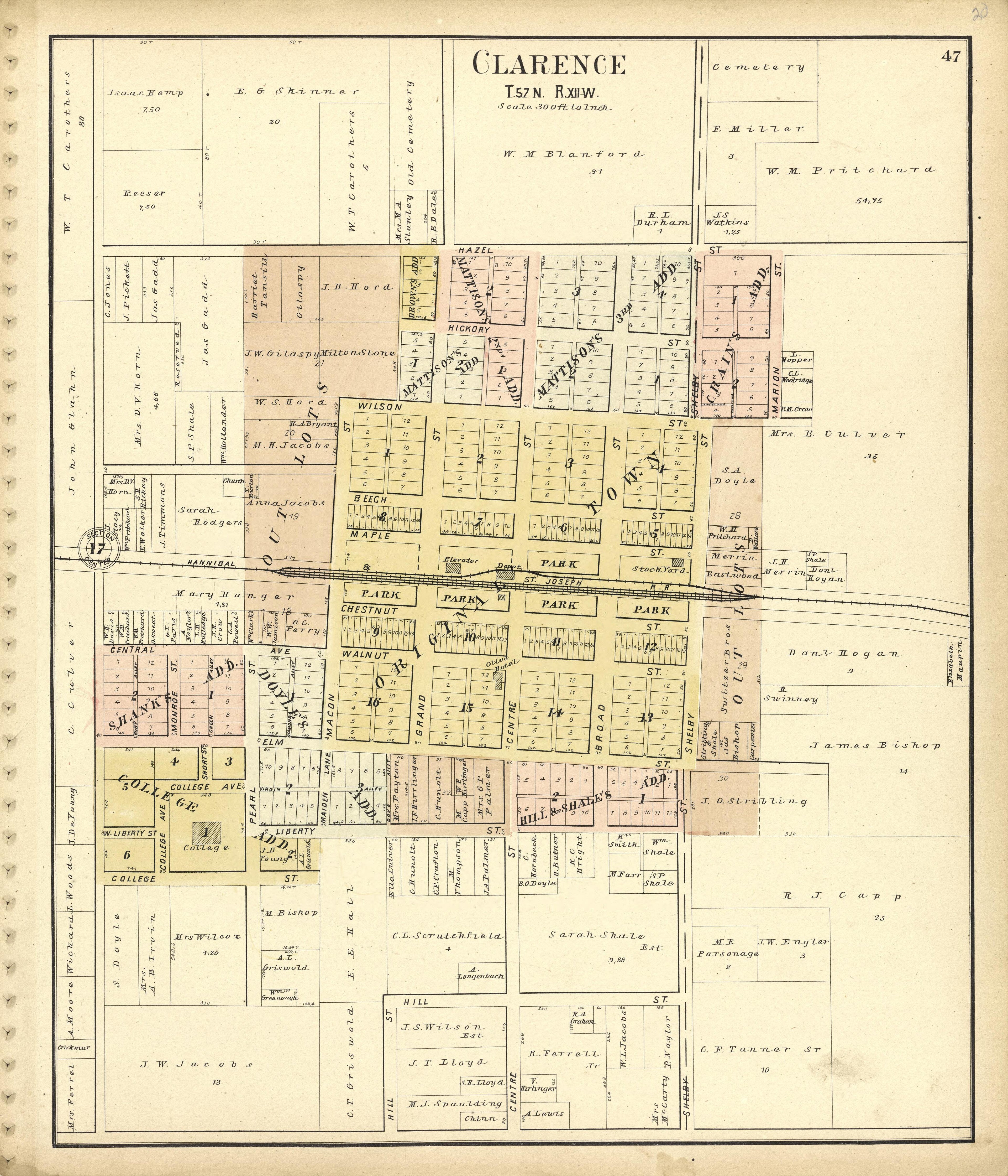 Clarence from Standard Atlas of Shelby County, Missouri : Including a Plat Book of the Villages, Cities and Townships of the County, Map of the State, United States and World, Patrons Directory, Reference Business … 1902 by Relic Map Company