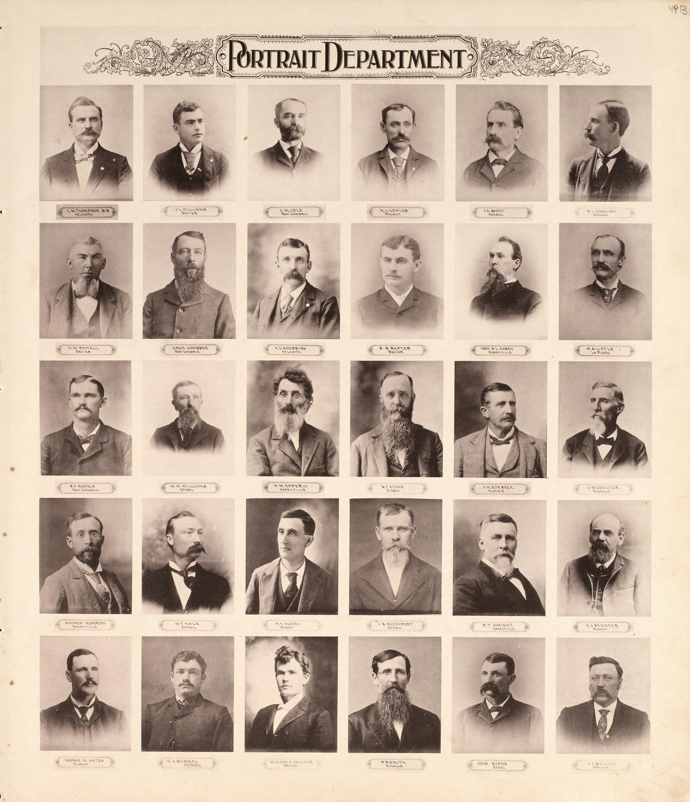 Portrait Department (continued) from Standard Atlas of Macon County, Missouri : Including a Plat Book of the Villages, Cities and Townships of the County, Map of the State, United States and World : Farmers Directory, Reference … 1897 by Relic Map Company