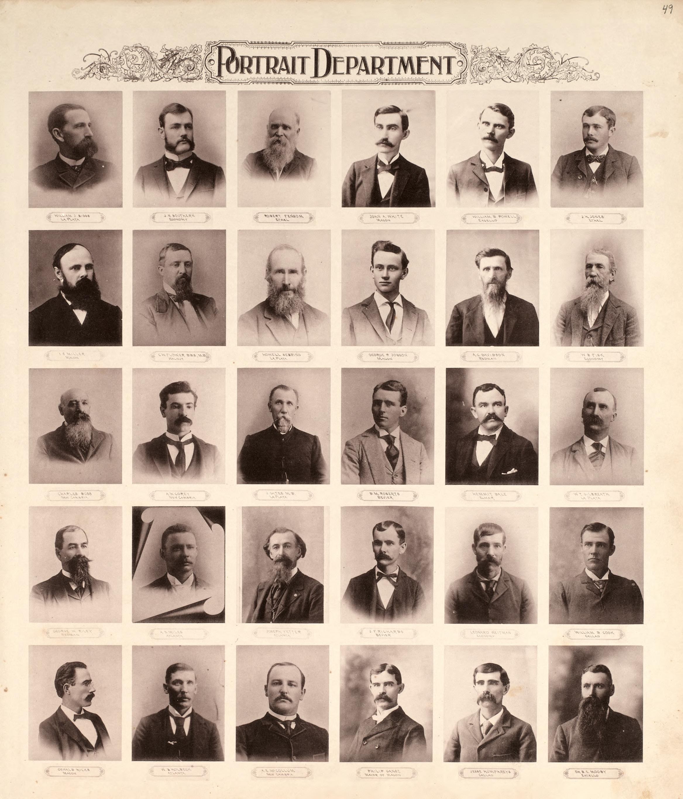 Portrait Department (continued) from Standard Atlas of Macon County, Missouri : Including a Plat Book of the Villages, Cities and Townships of the County, Map of the State, United States and World : Farmers Directory, Reference … 1897 by Relic Map Company
