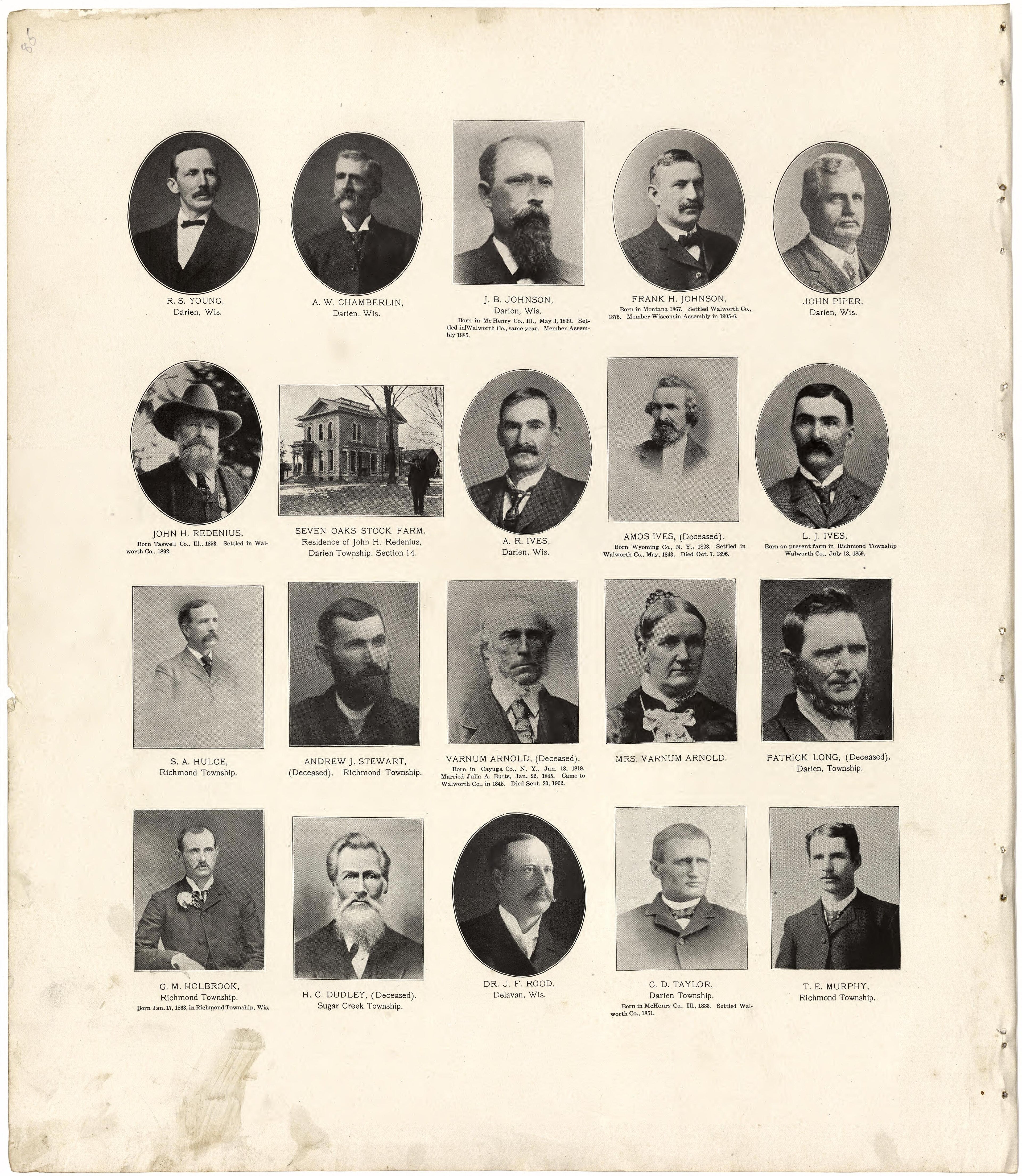 The Bench and Bar of Walworth County, 1907 from Standard Atlas of Walworth County, Wisconsin : Including a Plat Book of the Villages, Cities and Townships of the County, Patrons Directory, Reference Business Directory and Departments Devoted to Genera... by Relic Map Company