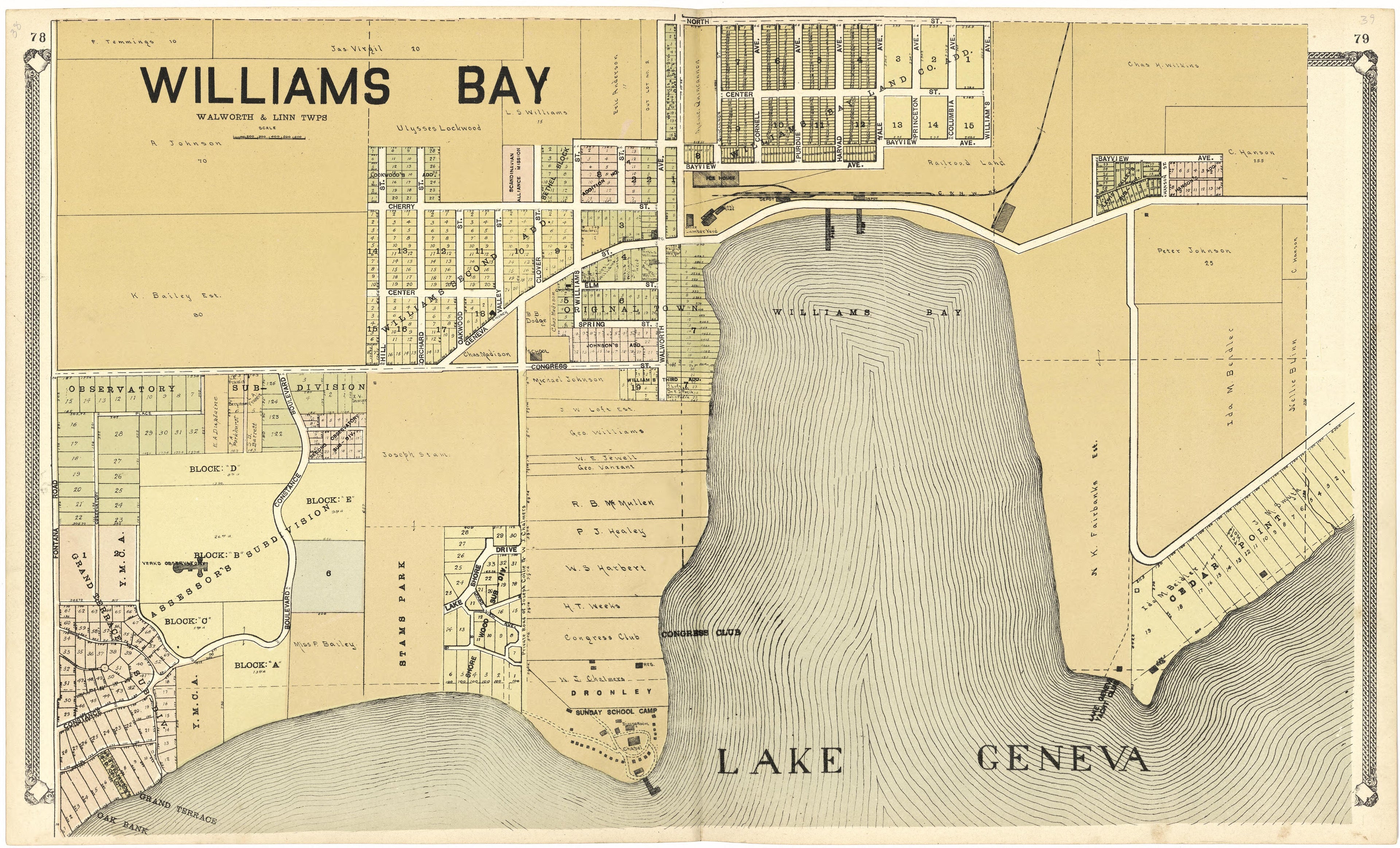 Williams Bay from Standard Atlas of Walworth County, Wisconsin 1907 by Relic Map Company